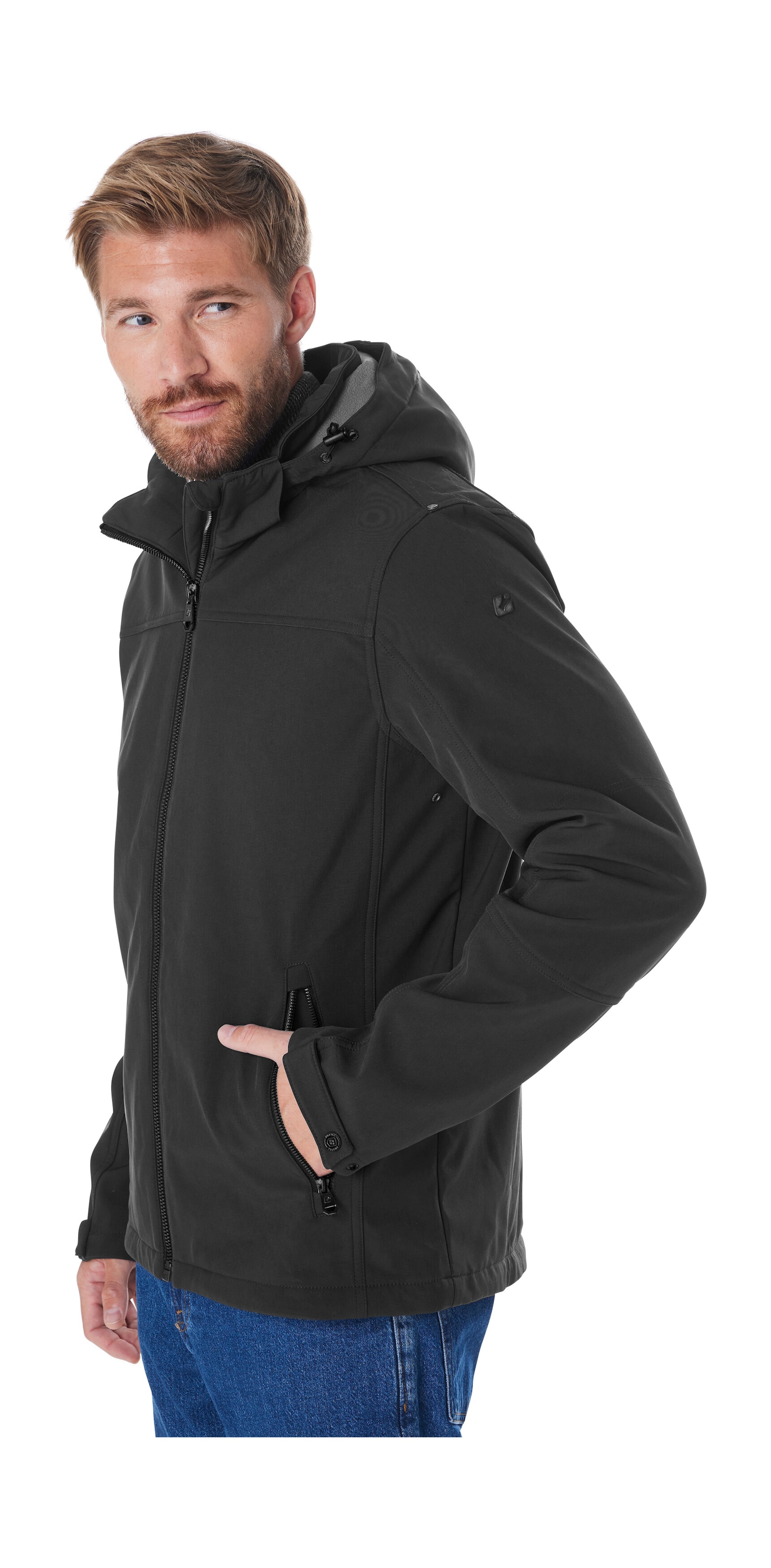 Killtec Softshelljacke »Herren Softshelljacke« Wasserabweisende Softshelljacke mit Fleece, abnehmbarer Kapuze
