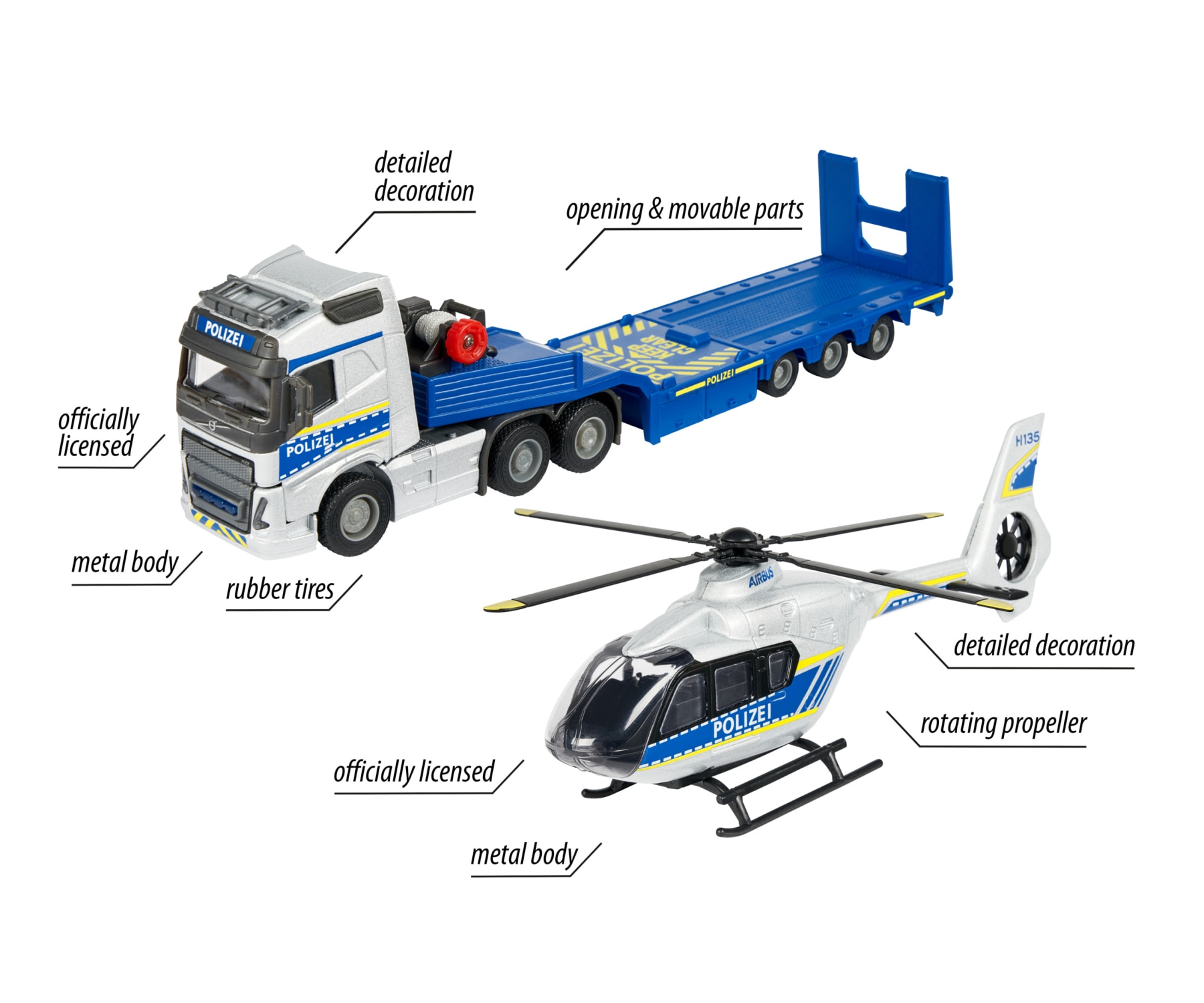 majORETTE Spielzeug-Polizei »Volvo Polizei Truck+Heli«