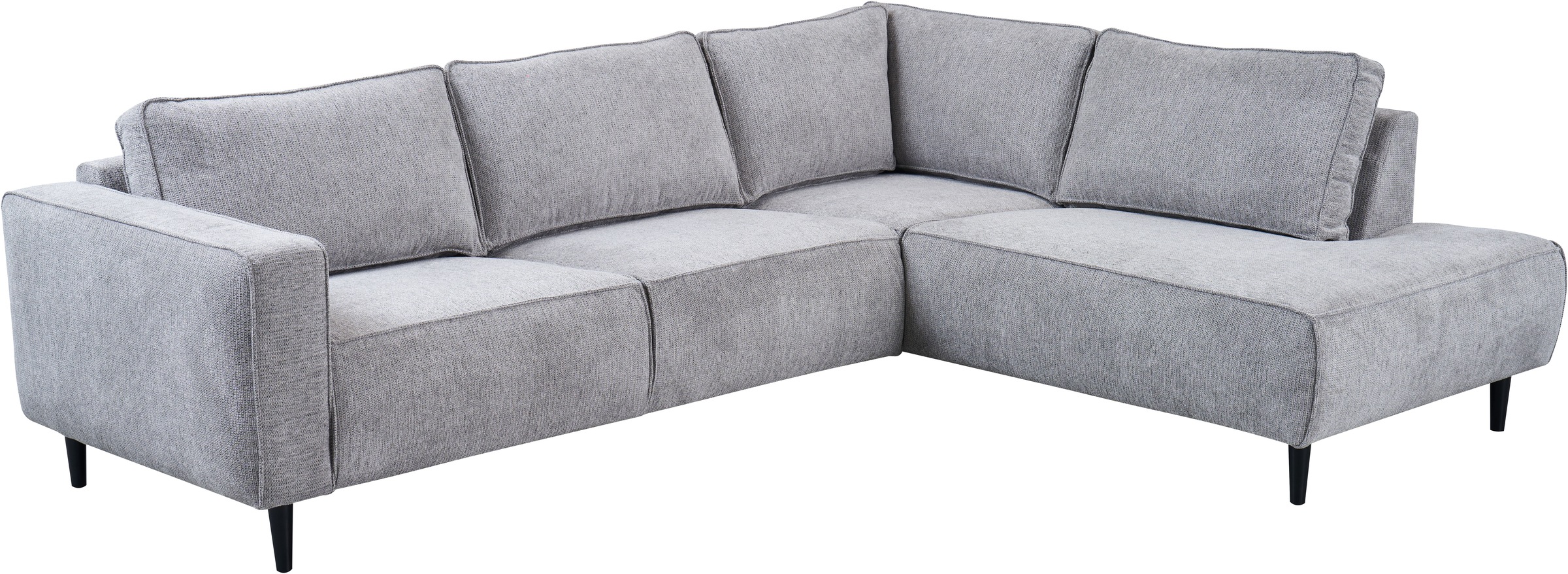 Places of Style Ecksofa »Fumone, Lederoptik oder Soft-Touch Chenille«, Breite 260, mit schwarzen Massivholzfüßen