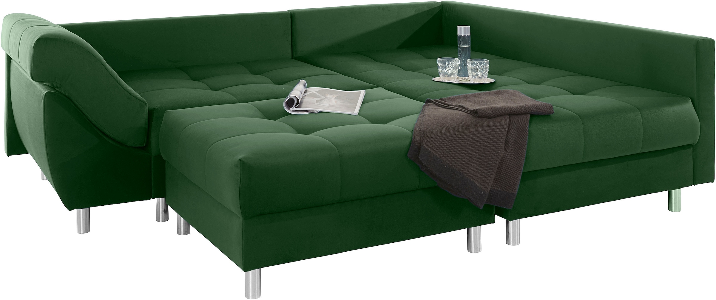 COLLECTION AB Ecksofa »(Spar-Set) Innsbruck L-Form und Hocker«, (Spar-Set), Ecksofa und Hocker, Recamiere links oder rechts montierbar