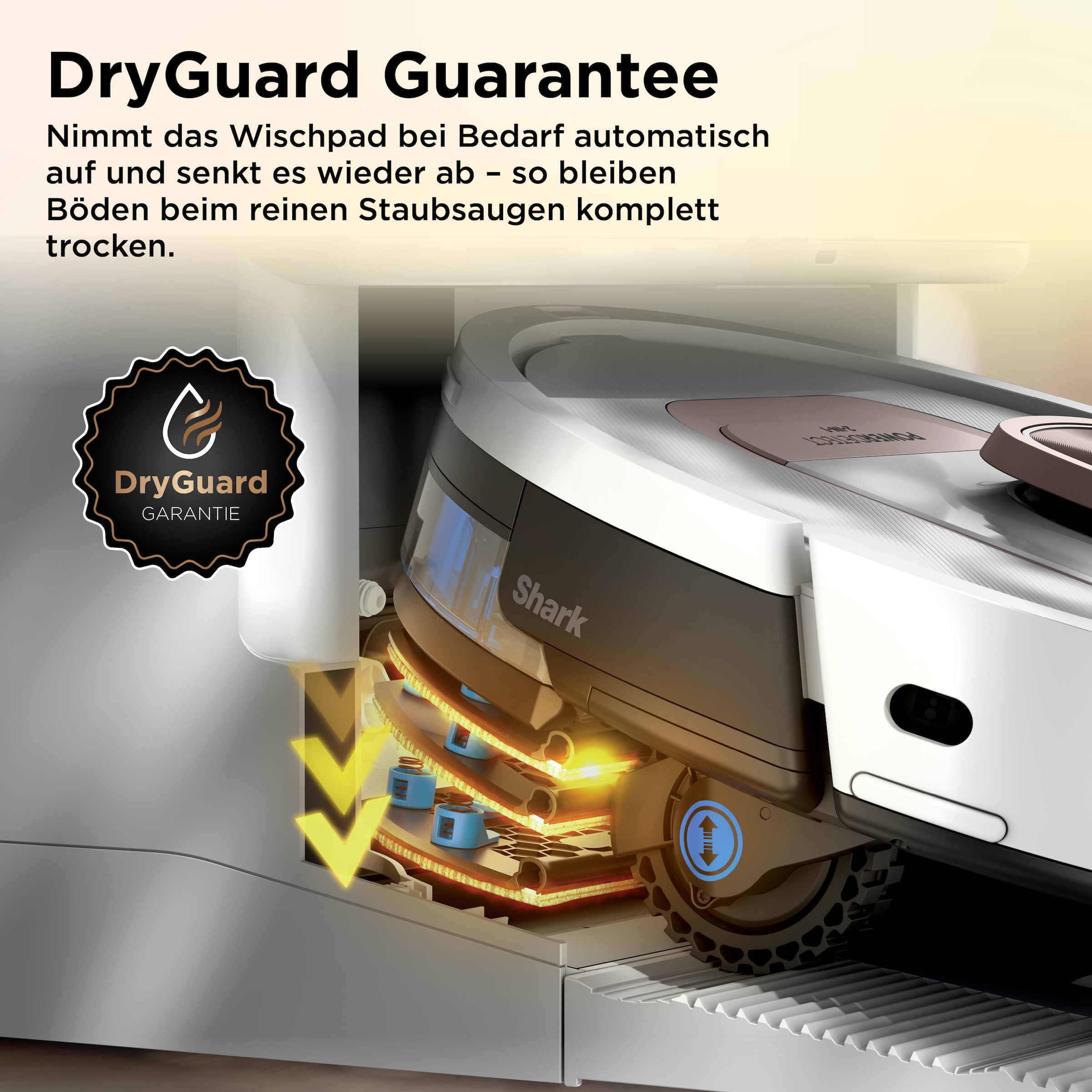 Shark Saugroboter »Shark ThermaCharged PowerDetect Nass- und Trocken-Saugroboter - weiß« beheizte Basisstation verwendet 85°C heißes Wasser und 80°C warme Luft