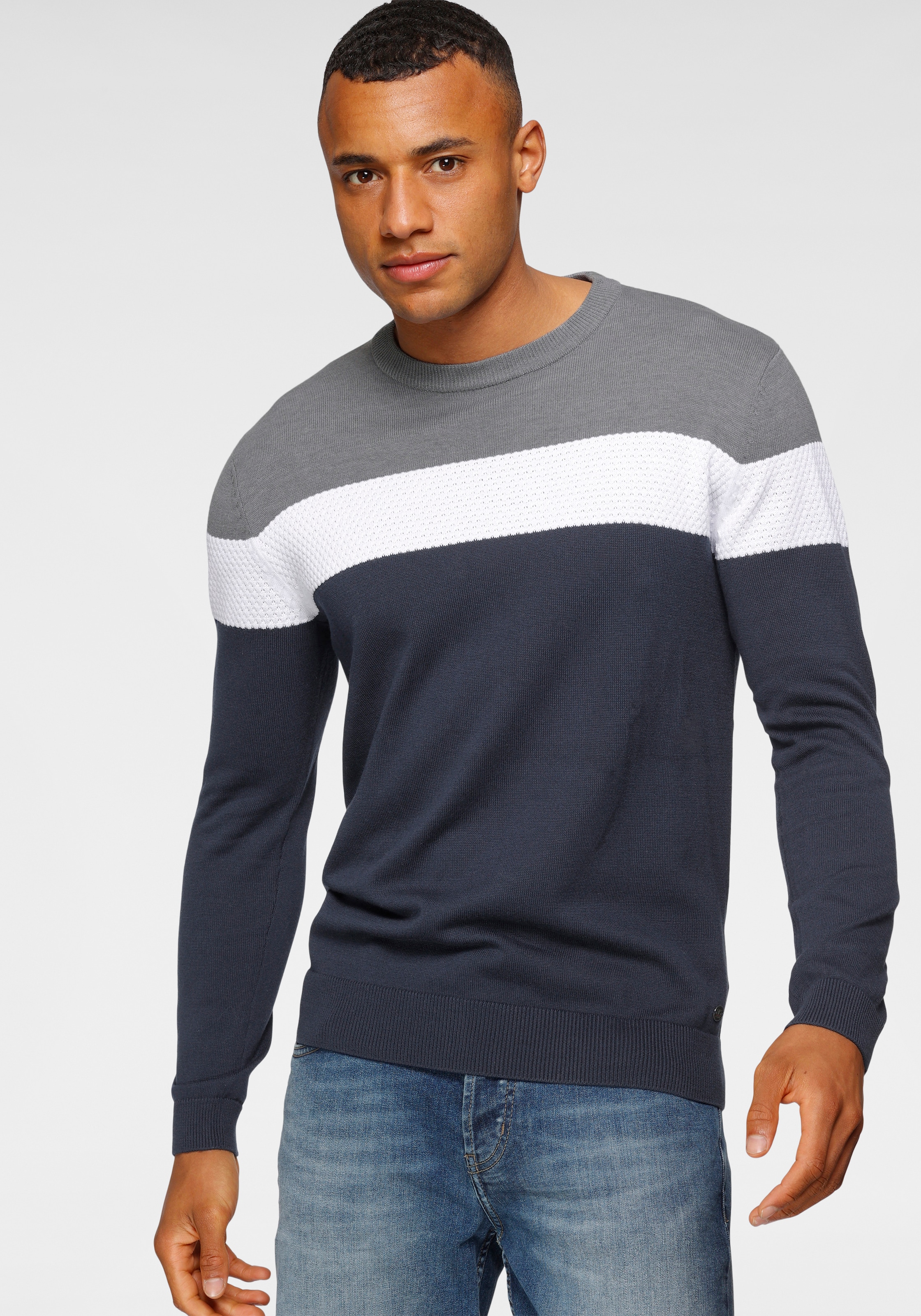H.I.S Rundhalspullover »neue Farben!«, Colorblocking, in leichter Strickqualität