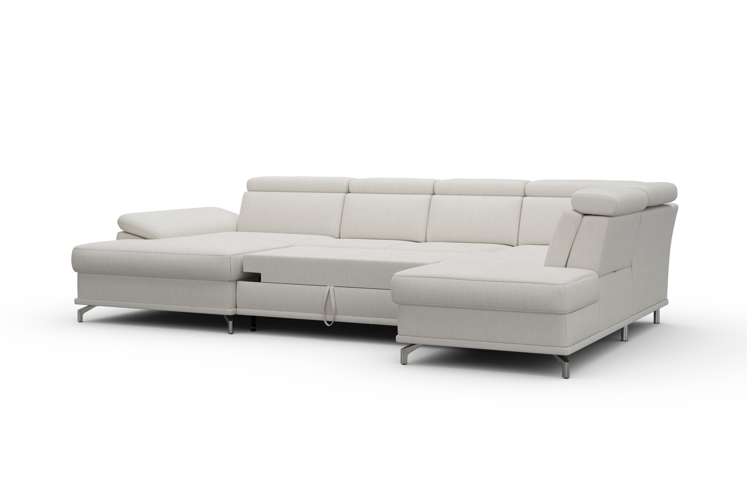 sit&more Wohnlandschaft »Cabrio U-Form, mit Sitztiefenverstellung, Arm- und Kopfteilverstellung«, 3 Nierenkissen, Federkern, optional Bettfunktion und Stauraum