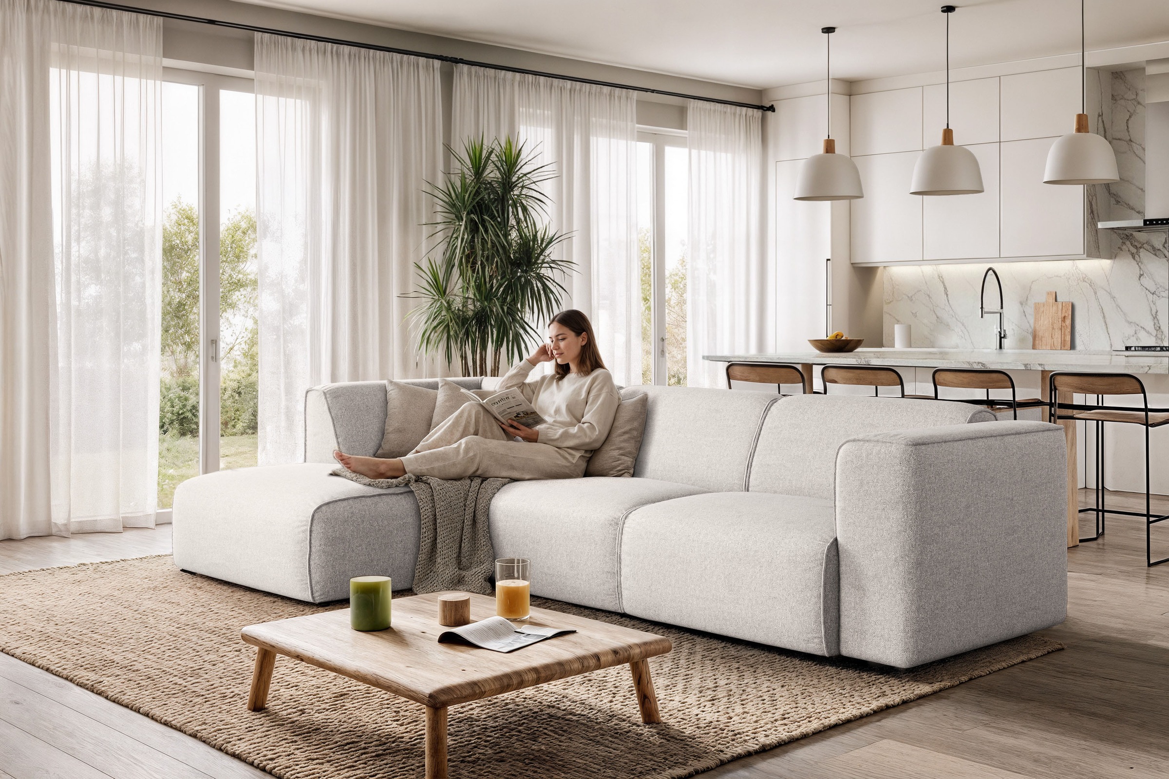 OTTO home Ecksofa »Merid L-Form, B: 295 cm - OTTO. Verlässliche Qualität.« jederzeit durch Module erweiterbar