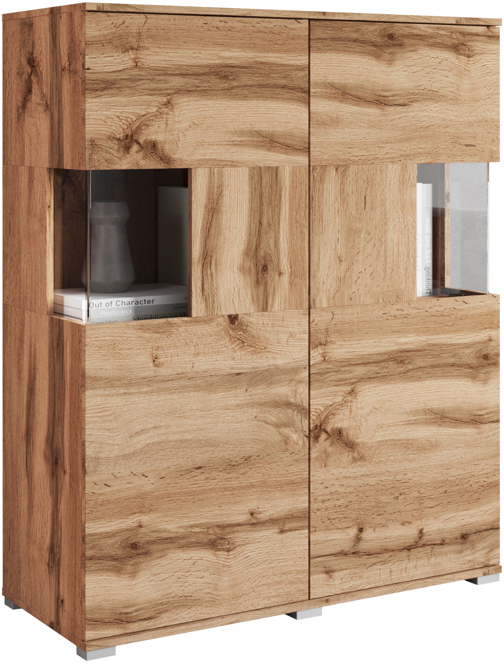 INOSIGN Highboard »Kenia«, (1 St.), Modernes Highboard mit Glastüren, Breite 100 cm