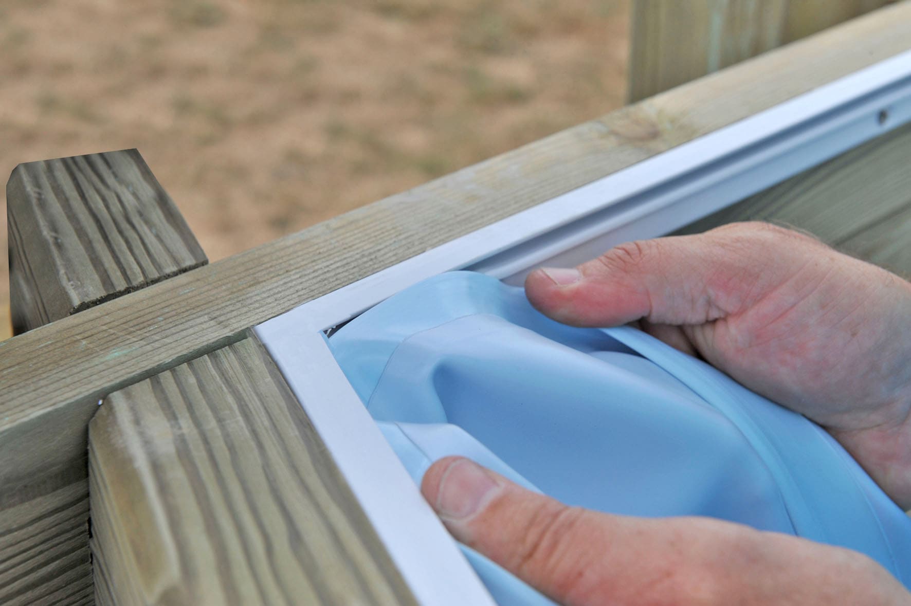 Gre Achteckpool »VASTO mit Edelstahlleiter« Kiefernholz, ØxH: 428x136 cm