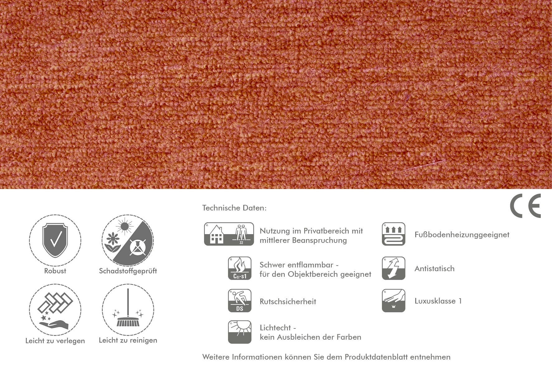 2. Bild von Andiamo Teppichboden »Coupon Feinschlinge Rambo«, rechteckig, Uni Farben, Breite 400 cm oder 500 cm, strapazierfähig & pflegeleicht