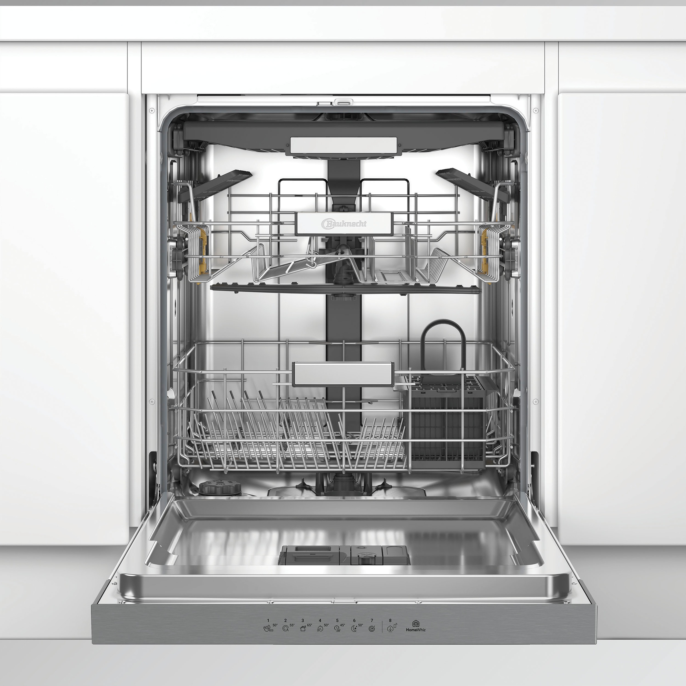 BAUKNECHT teilintegrierbarer Geschirrspüler »OBBC Ecosilent2 8650« 8,9 l 14 tlg. Maßgedecke ActiveDry – automatische Türöffnung, 2+2 Herstellergarantie