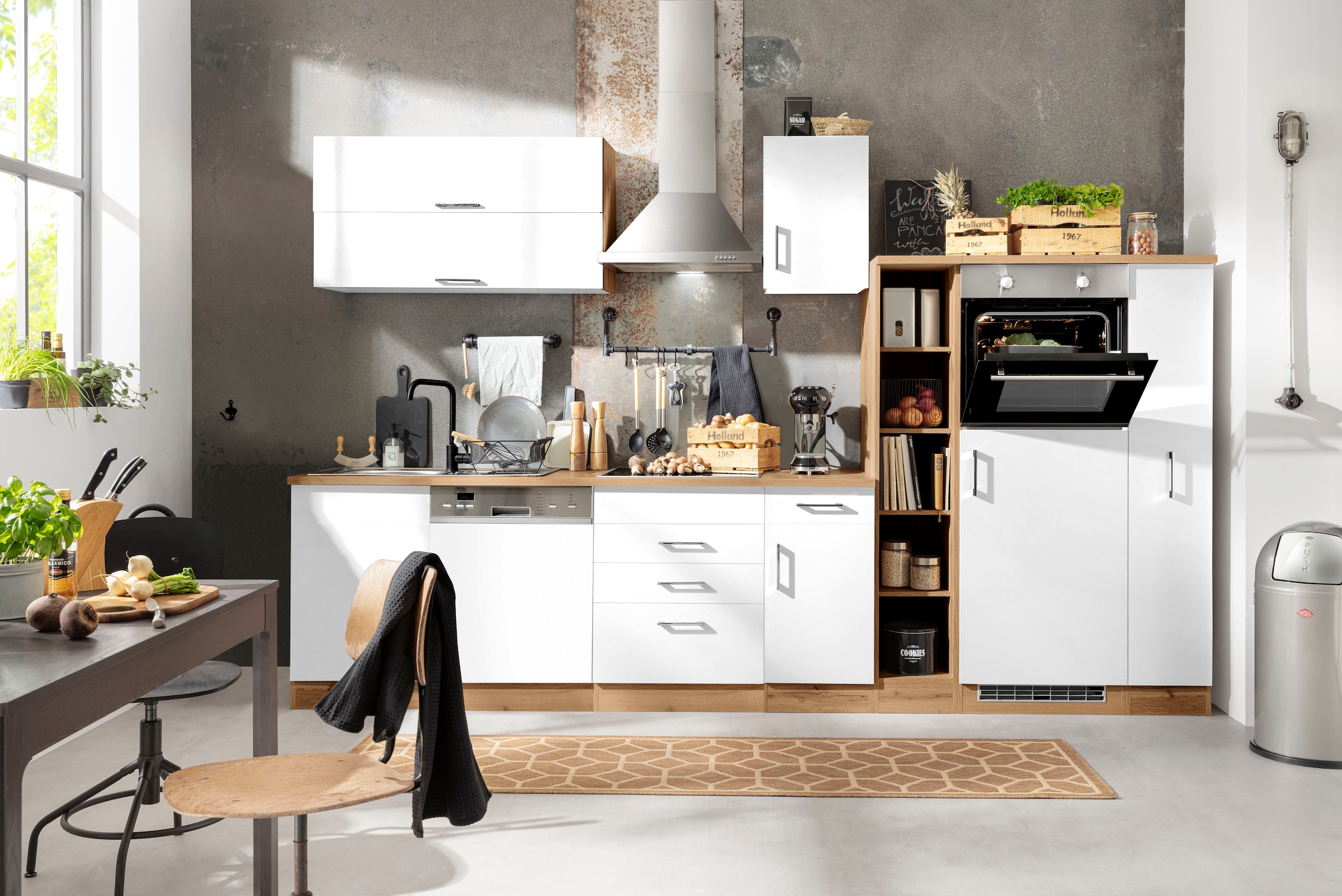 KOCHSTATION Küchenzeile »KS-Colmar«, mit E-Geräten, Breite 330 cm