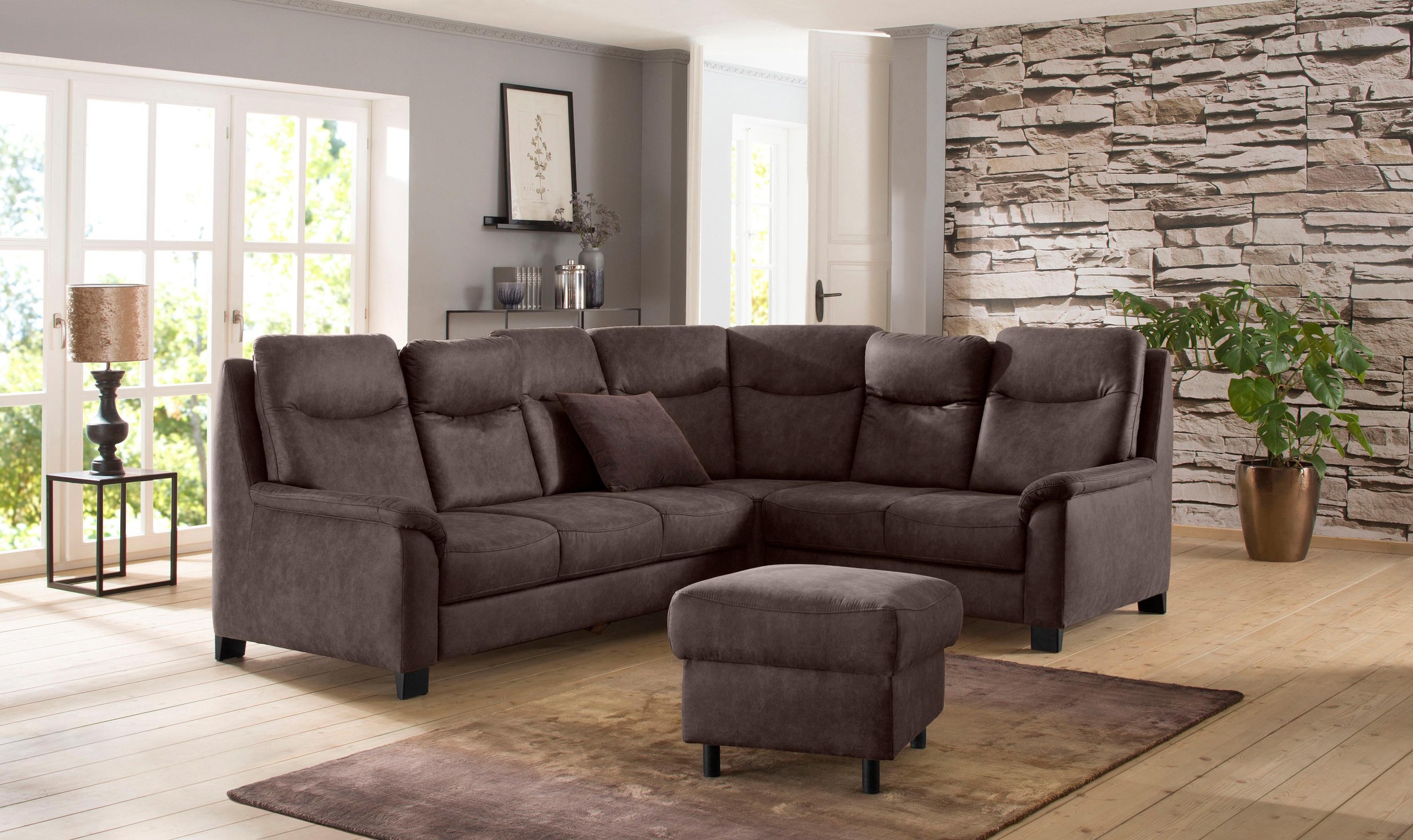 Home affaire Ecksofa »Boccaccio L-Form« mit Federkern, incl. Kopfteilverste günstig online kaufen