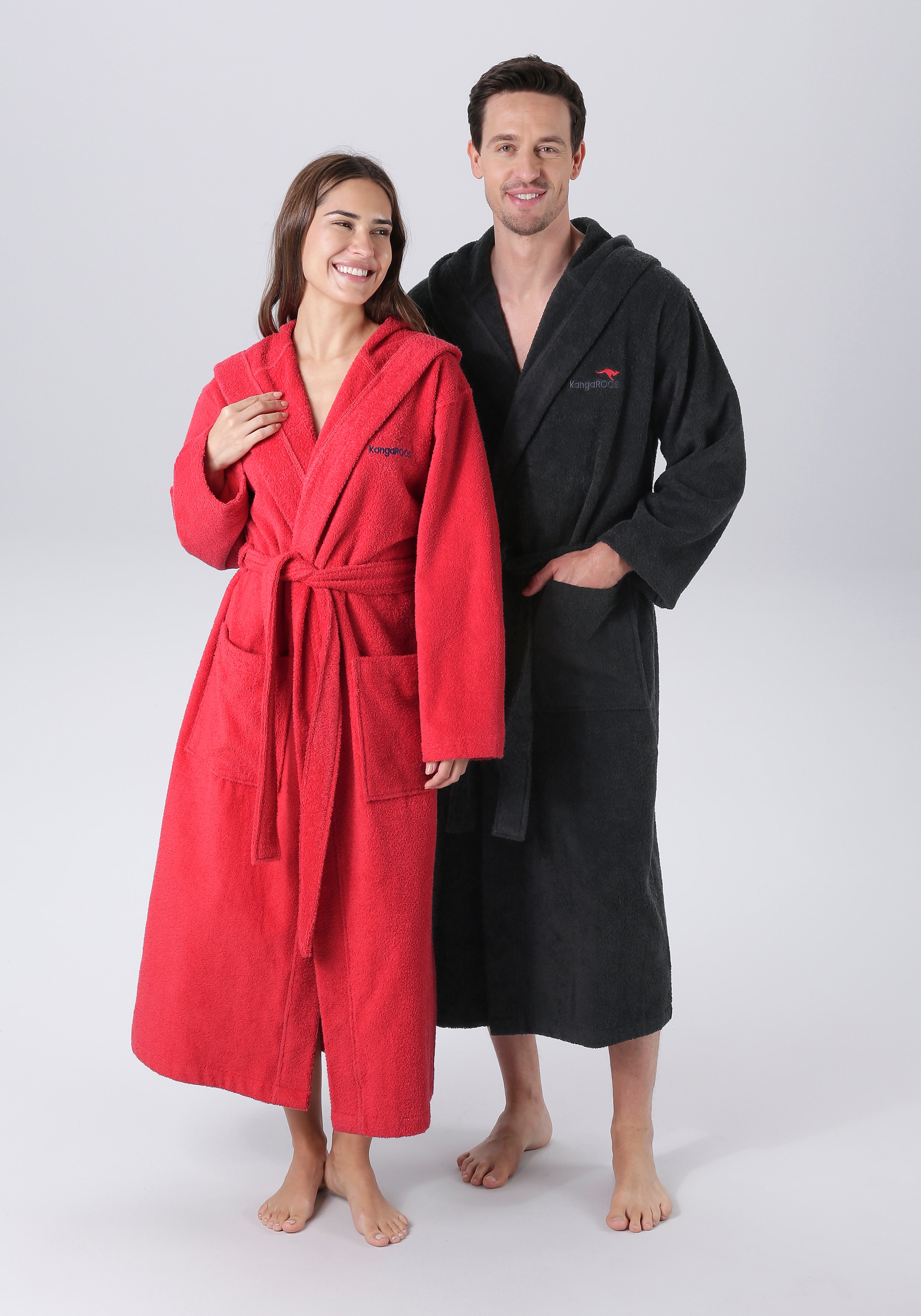 KangaROOS Unisex-Bademantel »Cassidy, für Damen & Herren, Standardlänge & Überlänge«, (1 St.), mit Taschen, Männer und Frauen, Baumwolle, Reise, Hotel, Sauna, S-3XL