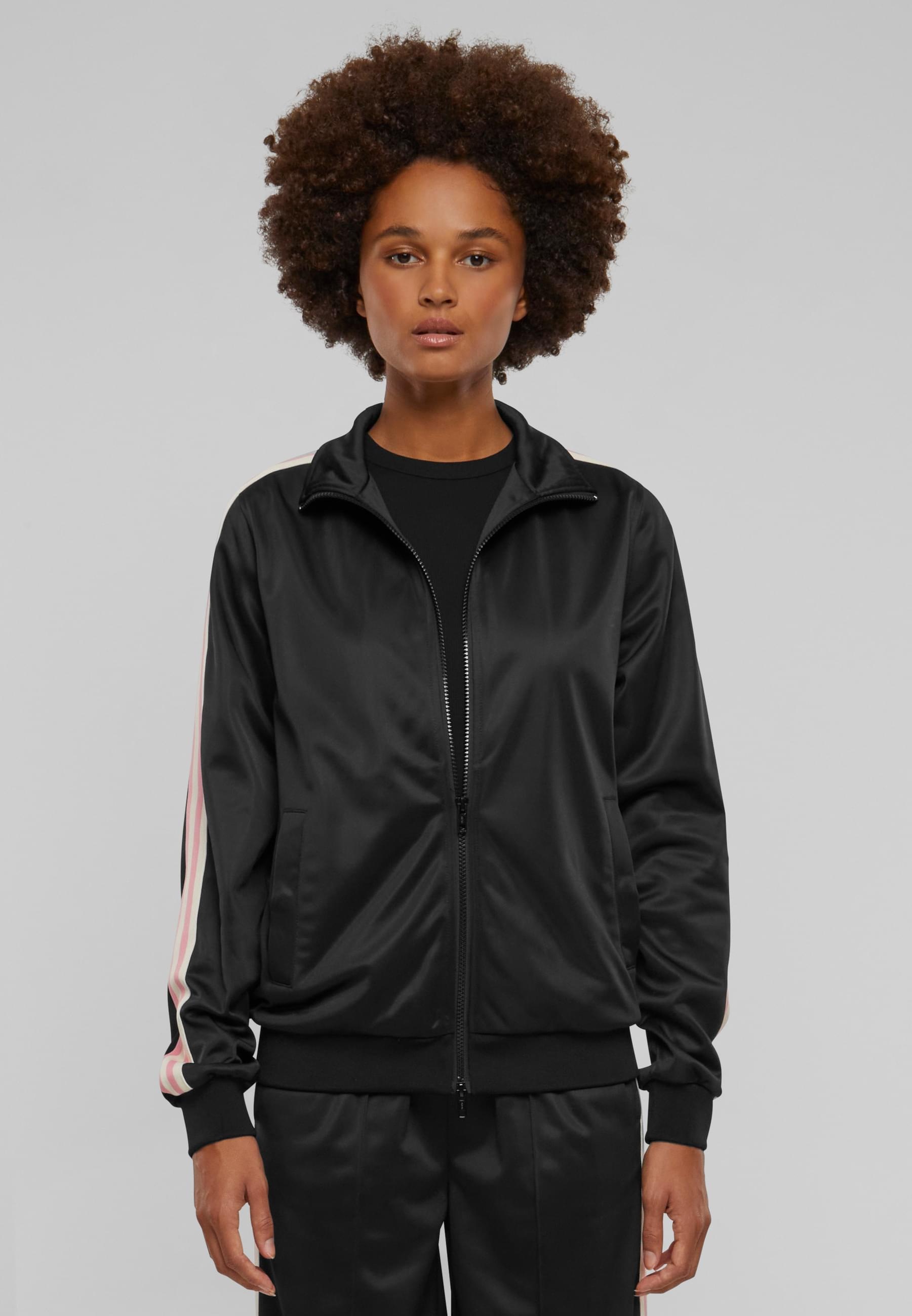 URBAN CLASSICS Trainingsjacke »Urban Classics Damen Ladies Retro Track Jacket« 1 Stk. tlg. ohne Kapuze