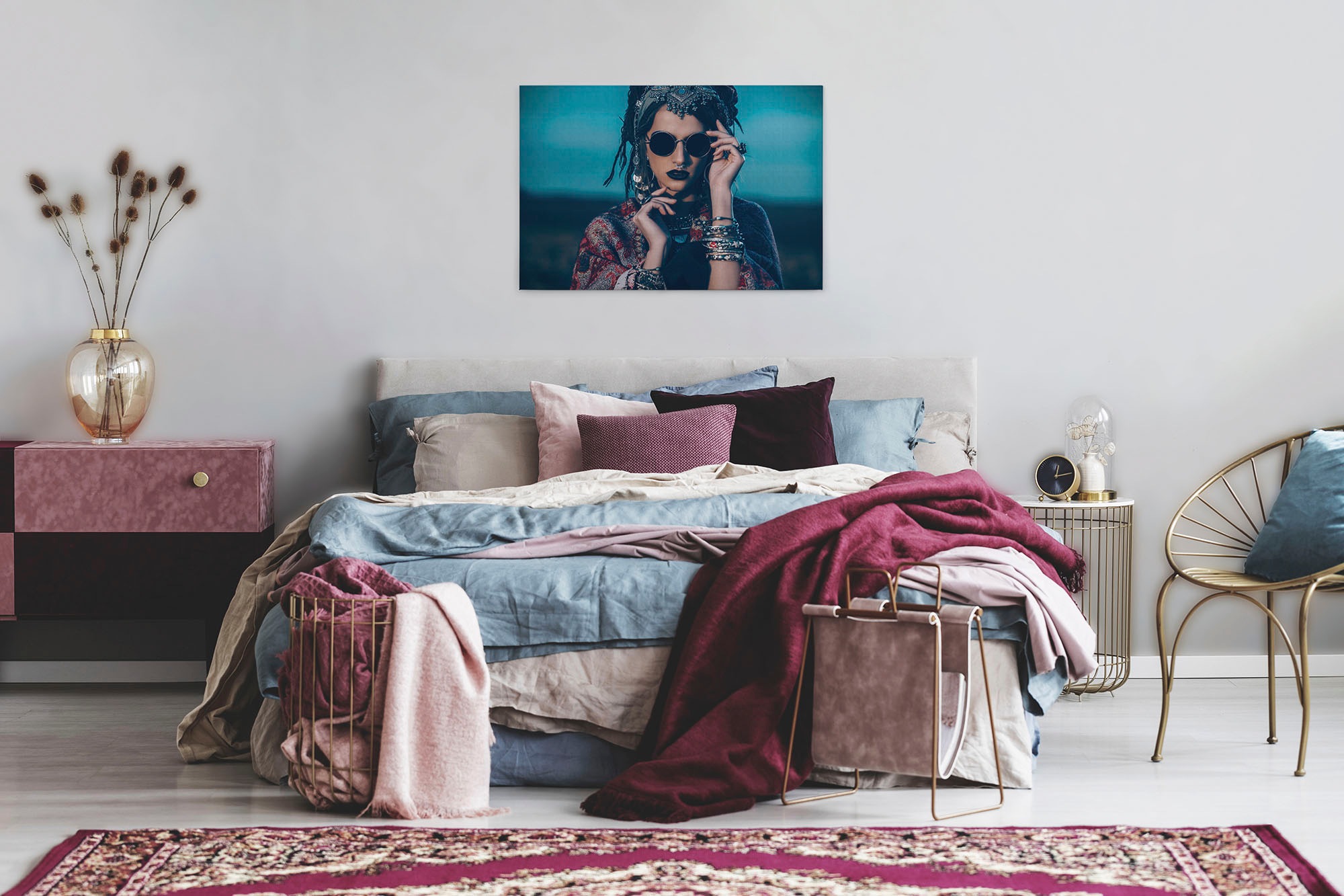 A.S. Création Leinwandbild »la bohème«, Kunst-Personen-Kinder, (1 St.), Keilrahmen Bild Boho Stil Frau Leinwand-Bild Wohnzimmer modern Kinder