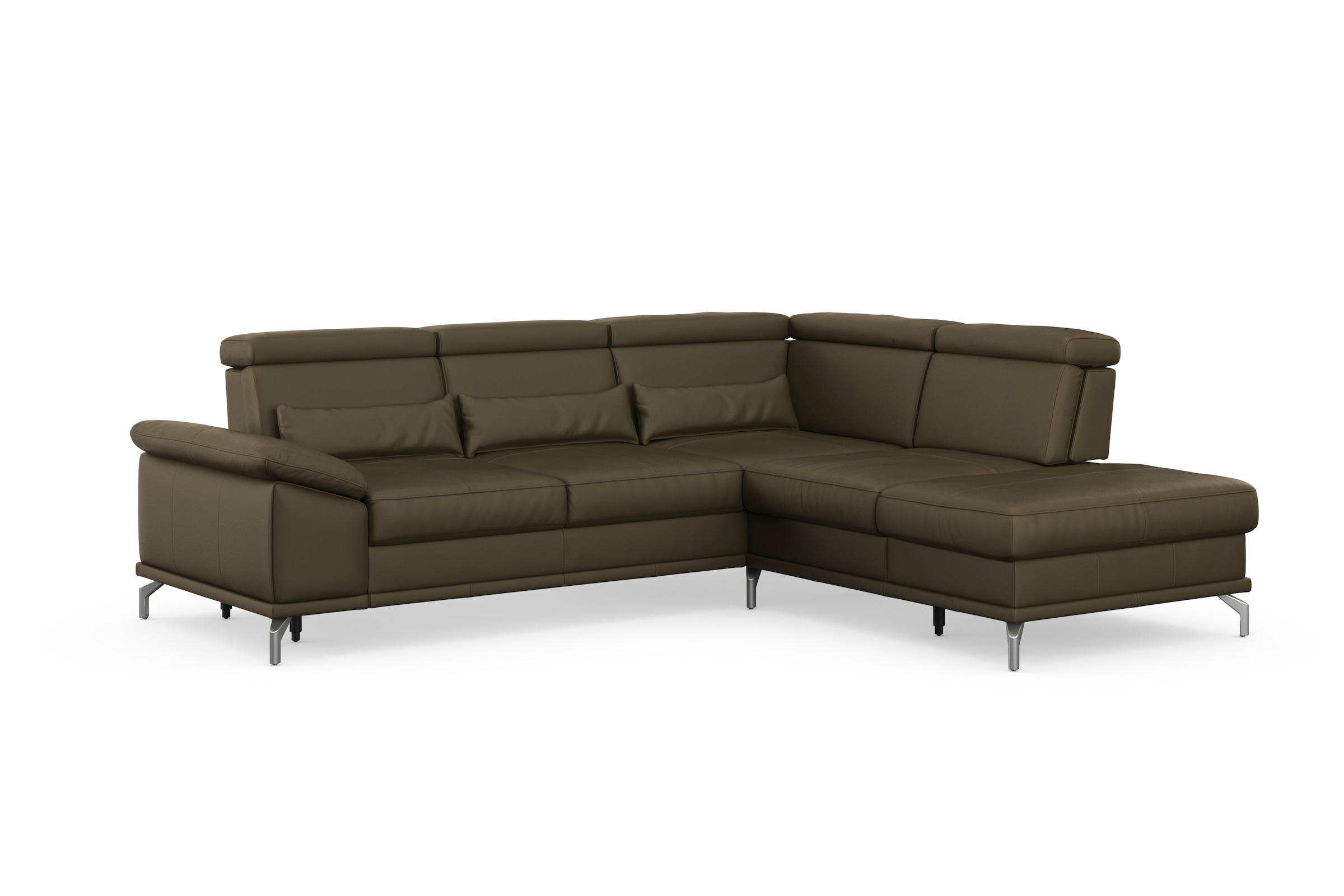 sit&more Ecksofa »Cabrio L-Form, mit Sitztiefenverstellung, Arm- und Kopfteilverstellung«, 3 Nierenkissen, Federkern, optional Bettfunktion und Stauraum