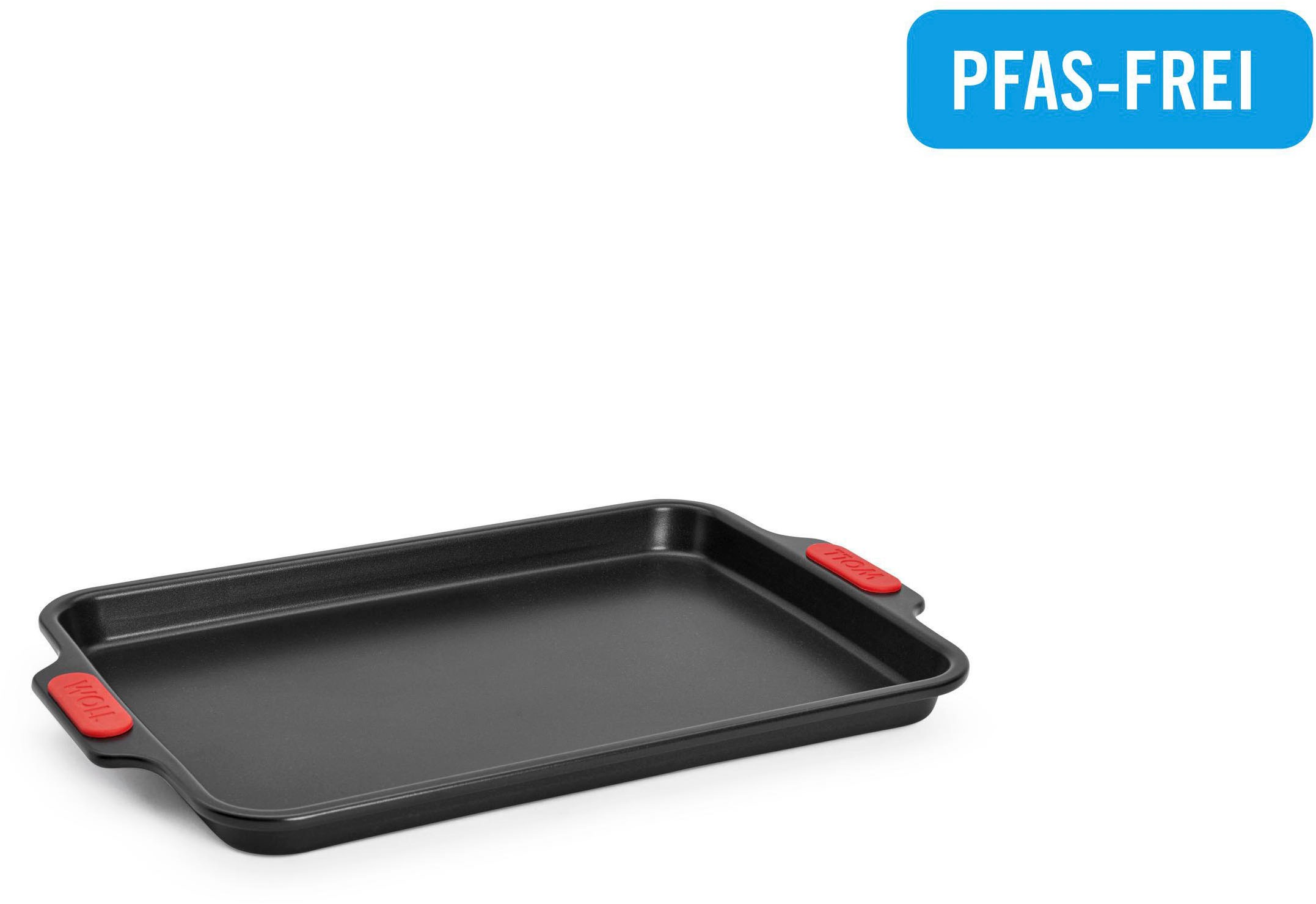 WOLL Backform »Let's bake! Backblech, 23x33 cm« mit Antihaftversiegelung und integrierten Silikongriffen, PFAS-Frei schwarz