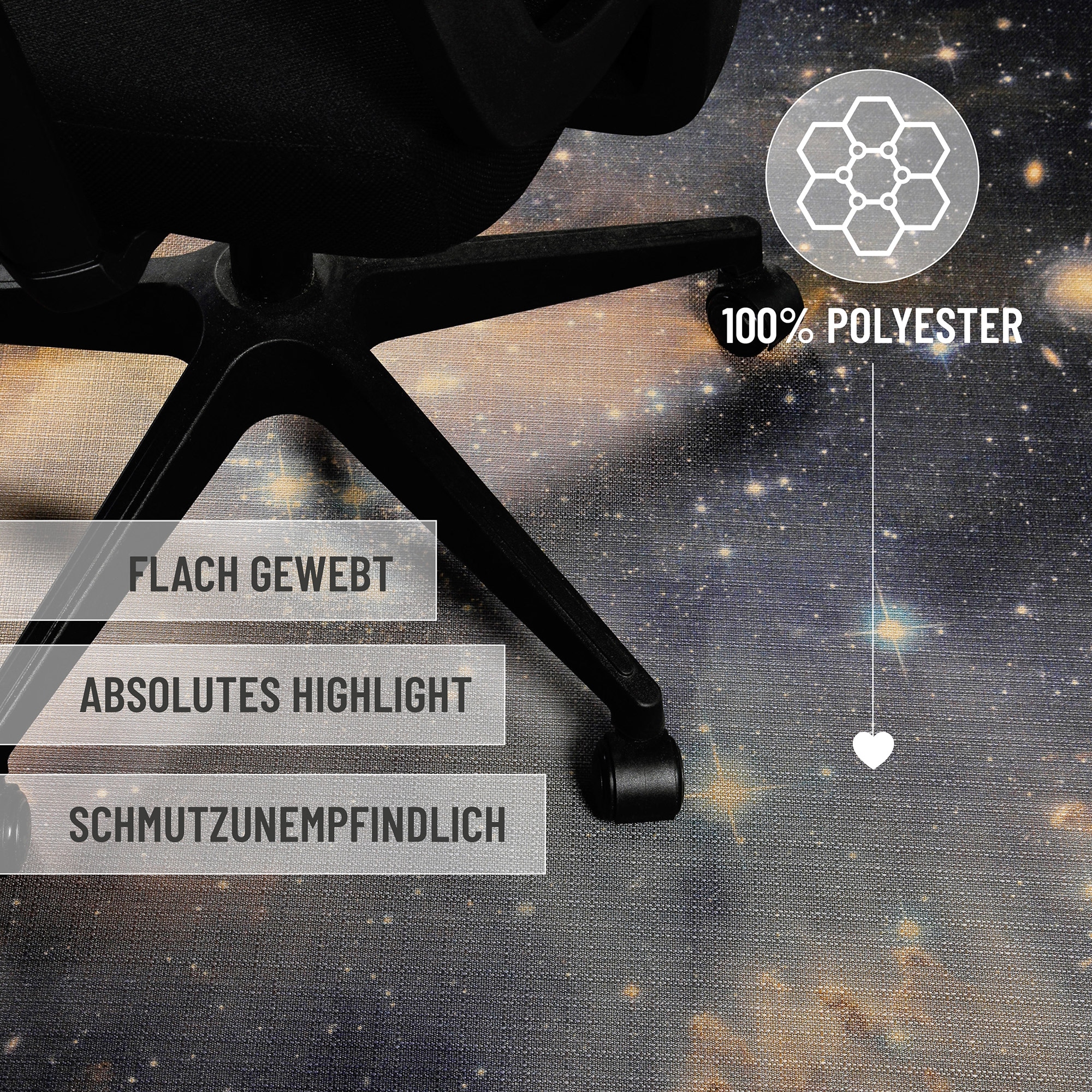 Wecon home Teppich »Galactic Glow«, rechteckig, 5 mm Höhe, Gamer Teppich, gewebt, Sci-Fi, robust, Gaming Room, rutschfest