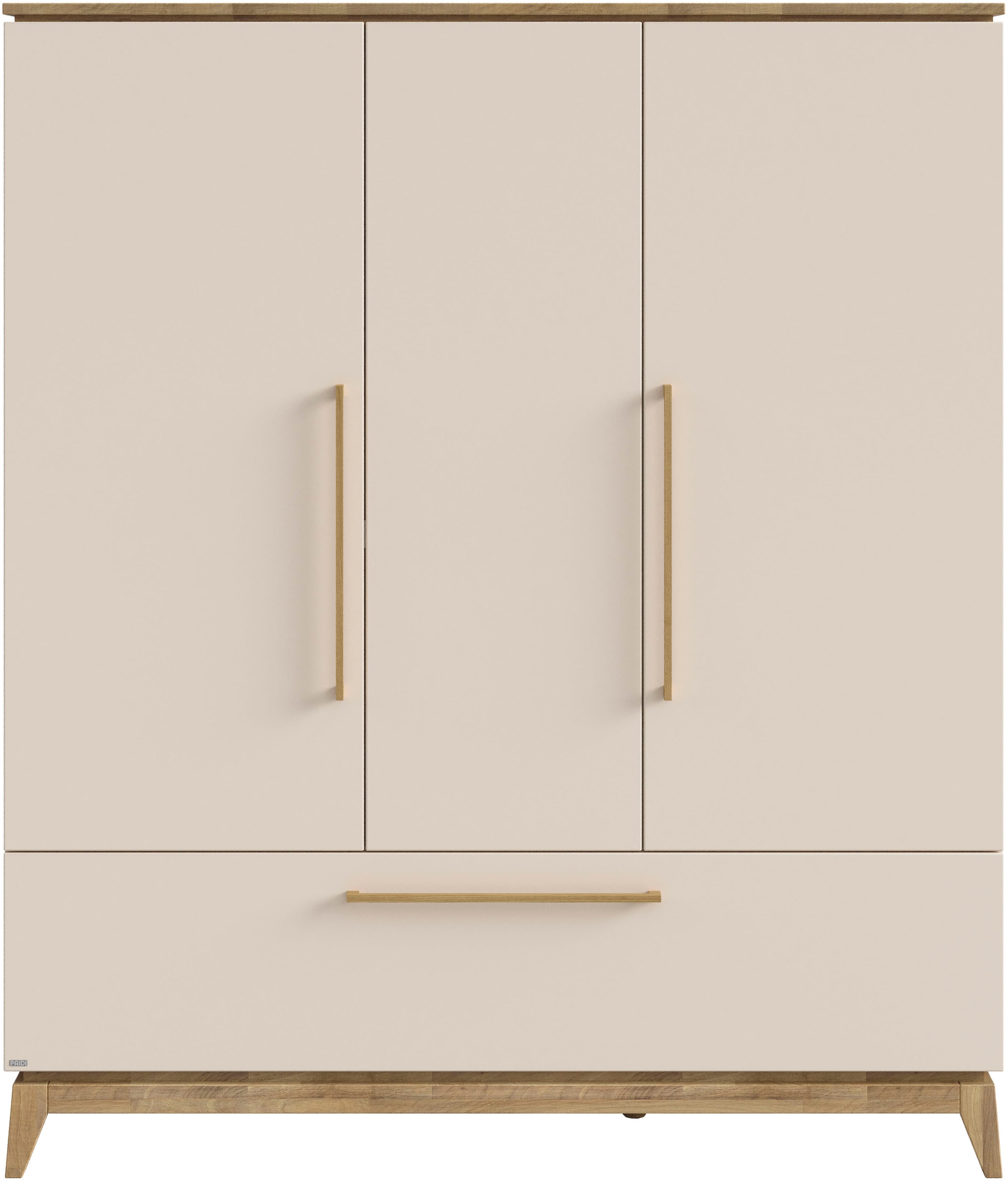 PAIDI Kleiderschrank »STIENE in Beige oder Grau, 3 Türen und 1 Schublade mit Soft-Close« B/H/T ca. 170/200/57cm,  inkl Kleiderstange + Einlegeböden, Kleiderschrank mit Eiche Massivholz