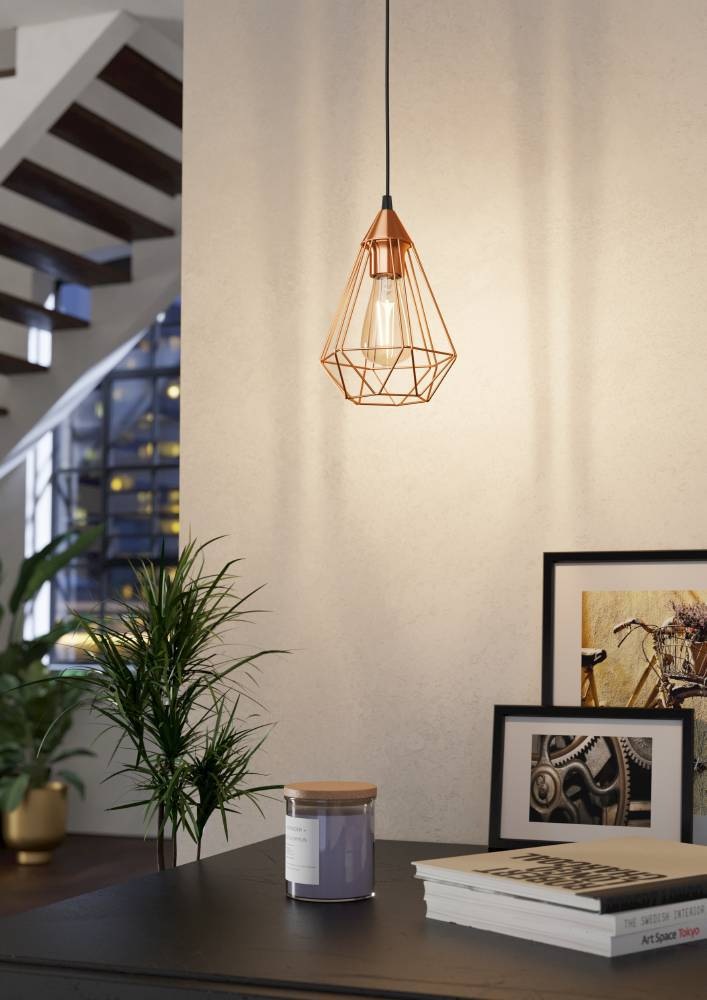 EGLO Pendelleuchte »TARBES Hängeleuchte, Pendellampe, Vintage, Retro, Stahl, Kupfer, E27«, 1 flammig, Leuchtmittel E27 | ohne Leuchtmittel, Wohnzimmerlampe, Esstischlampe, Drahtgeflecht, 1 flammig, 110x17,5cm
