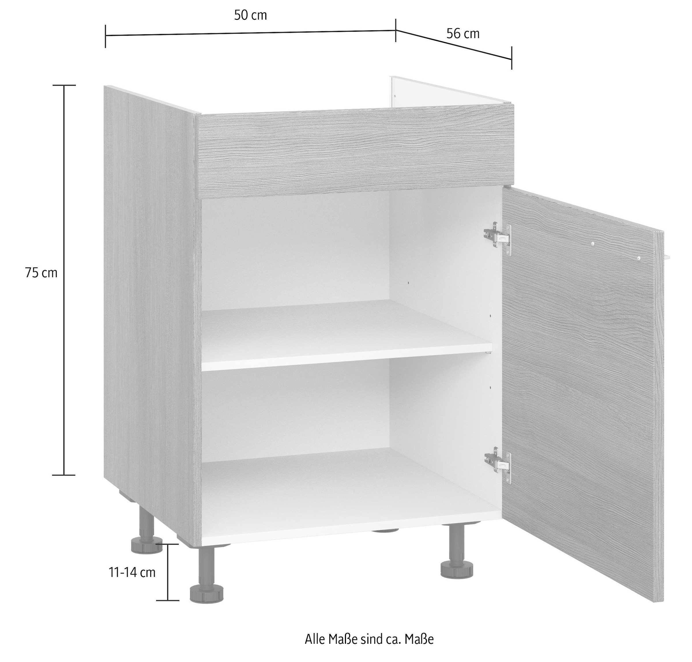 KOCHSTATION Kochfeldumbauschrank »KS-Trea KBL60«, mit einem Einlegeboden, Breite 60 cm, Höhe 75 cm