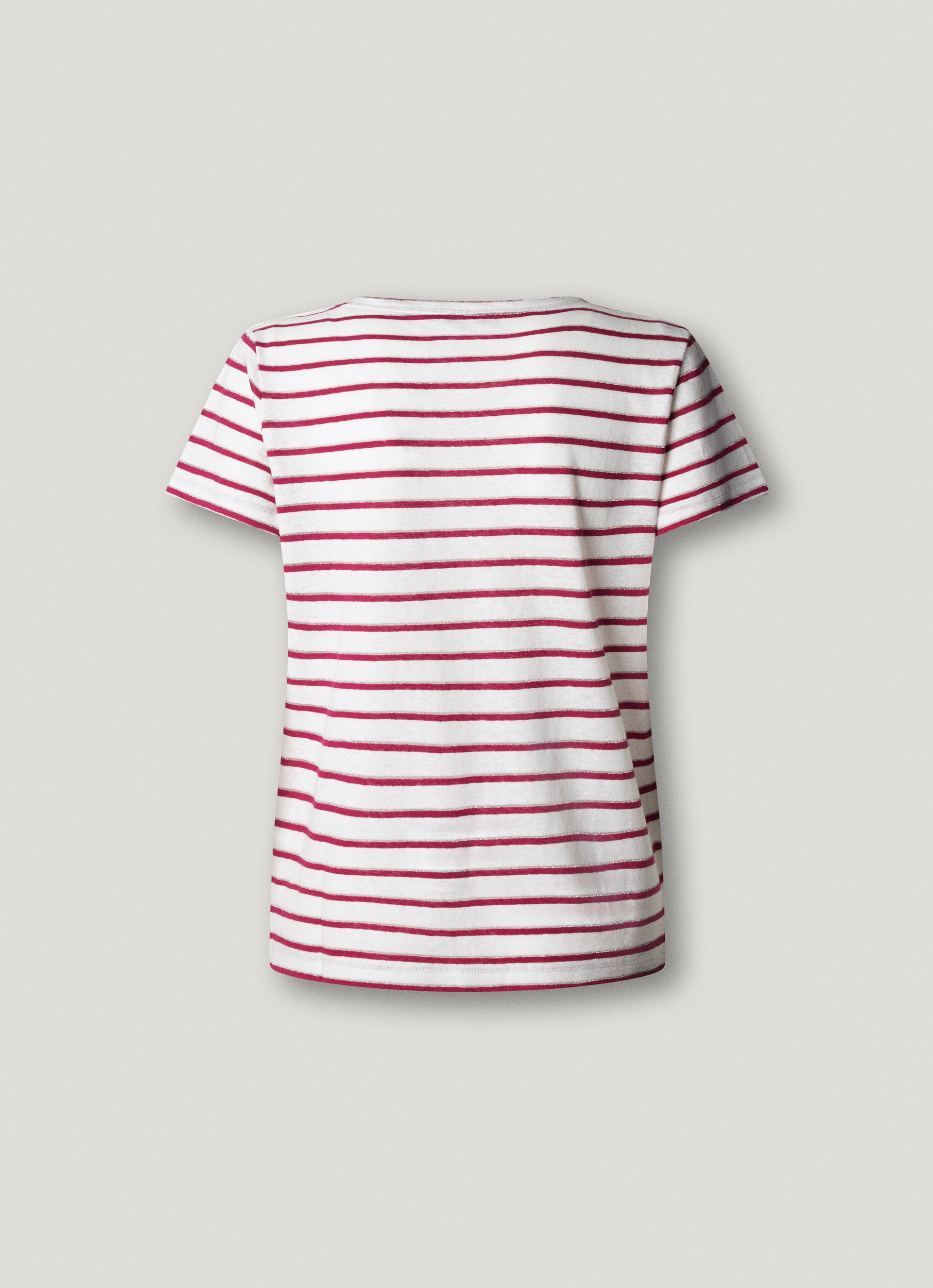 Pepe Jeans T-Shirt »MEGAN V-NECK STRIPED« aus Leinenmischung mit Glitzergarn