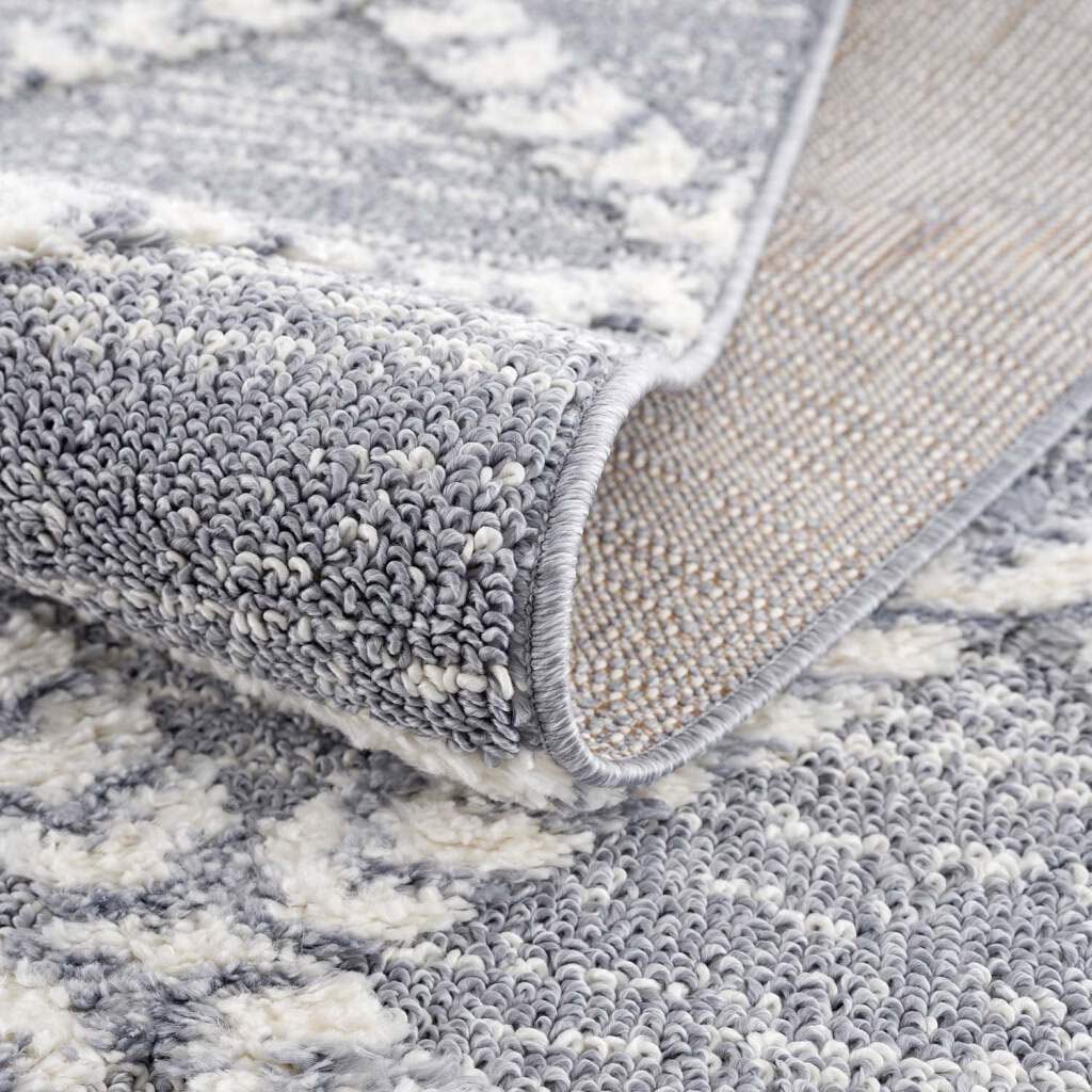 Carpet City Hochflor-Teppich »Focus 3022«, rund, Boho-Teppich, besonders weich, Rauten Design, 3D-Effekt