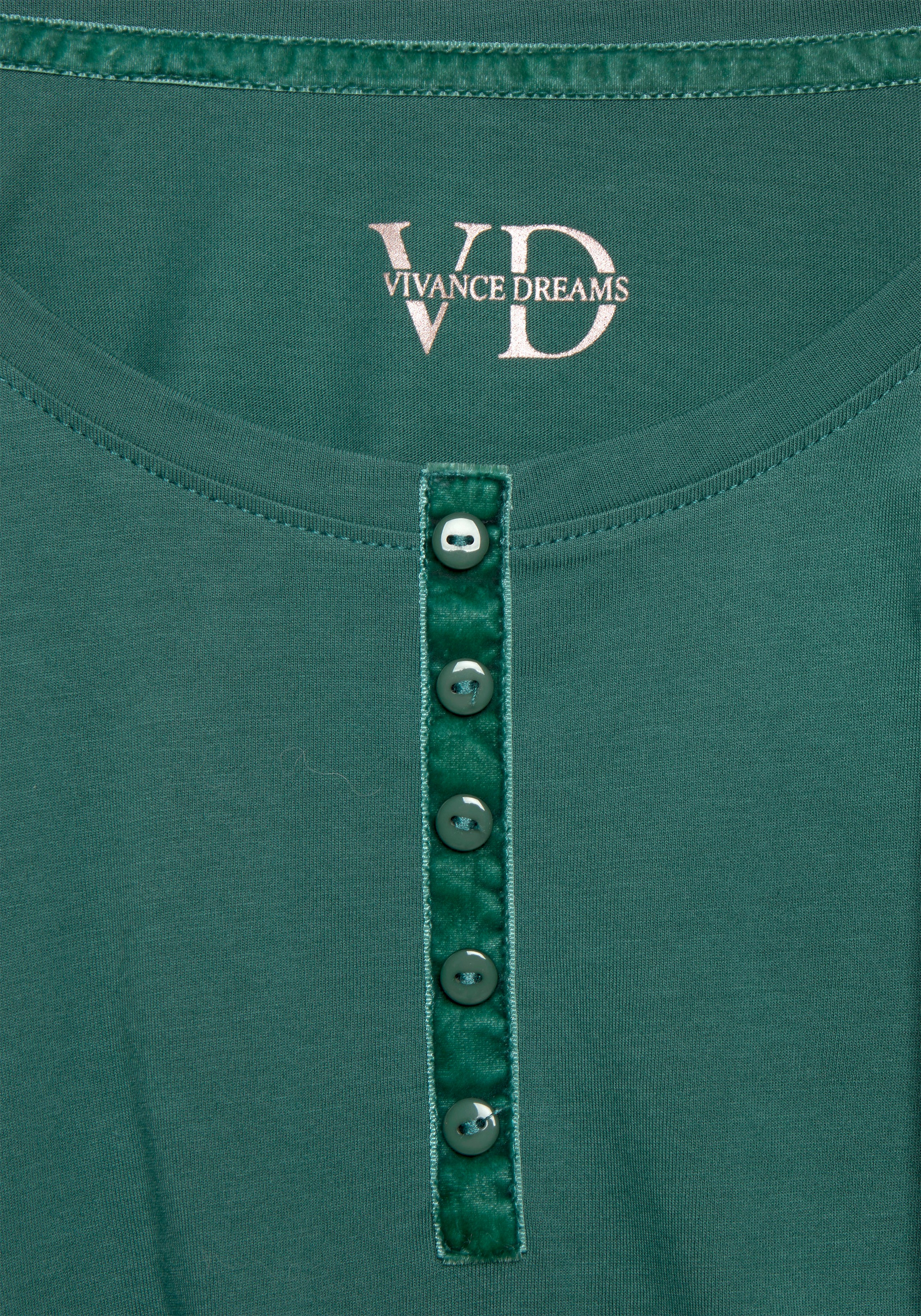 Vivance Dreams Pyjamaoberteil, mit Velvet-Knopfleiste