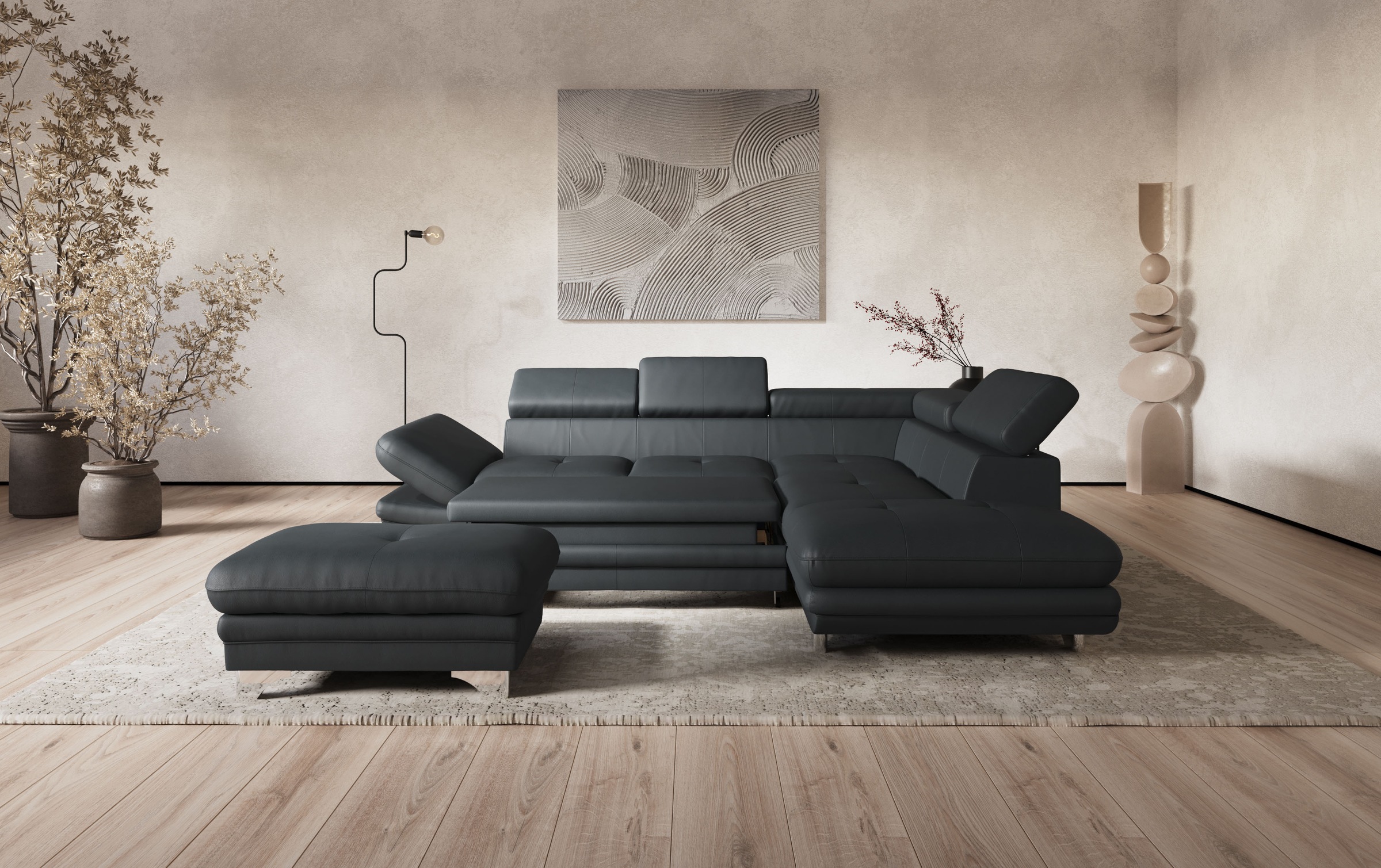 COTTA Ecksofa »Enterprise L-Form«, mit Arm- & Kopfteilverstellung, wahlweise mit Bettfunktion