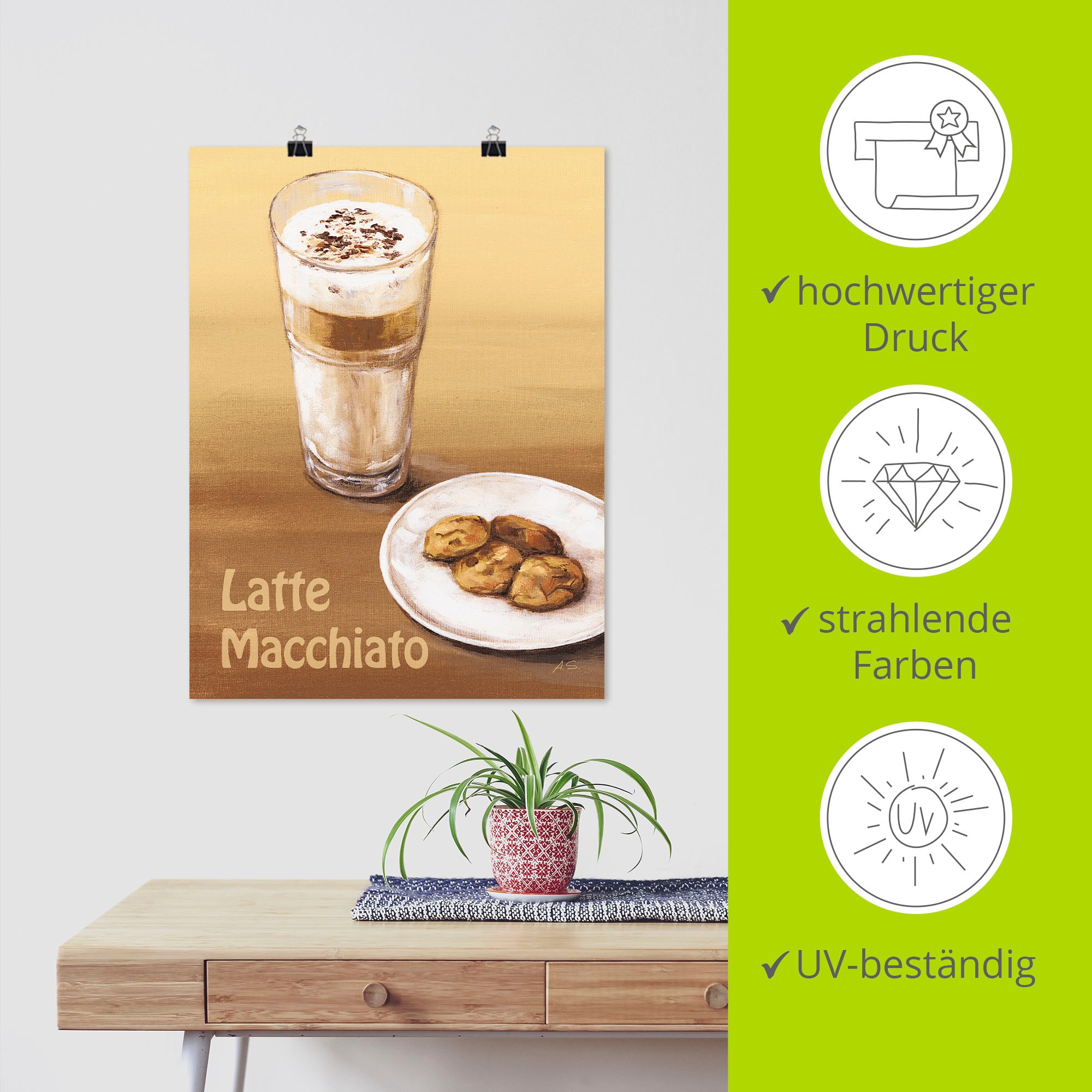 Artland Poster »Latte Macchiato III«, Getränke, (1 St.), als Alubild, Leinwandbild, Wandaufkleber oder Poster in versch. Größen