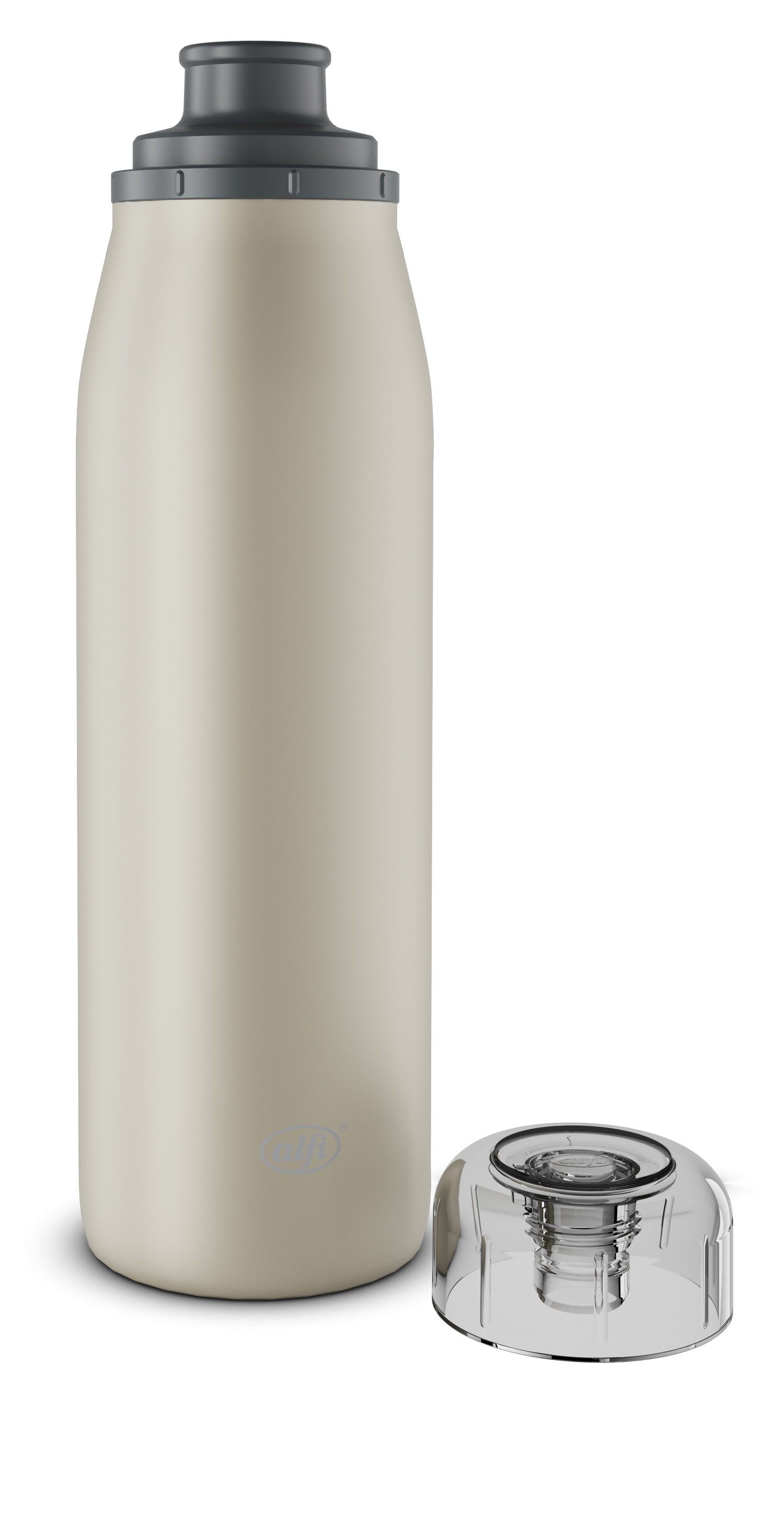 Alfi Isolierflasche »ISO BOTTLE, Edelstahlkörper, spülmaschinenfest«, (1 tlg.), 0,5l, 12h heiß & 24h kalt, Trinköffnung mit konsistentem Trinkfluss