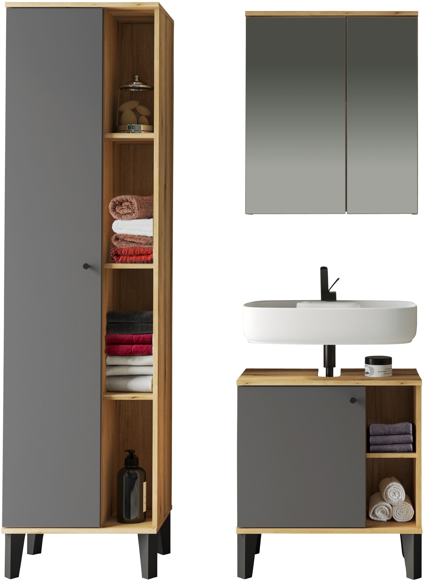 INOSIGN Badmöbel-Set »OSLO, Bad im skandinavischen Design, 3-teiliges Badez günstig online kaufen