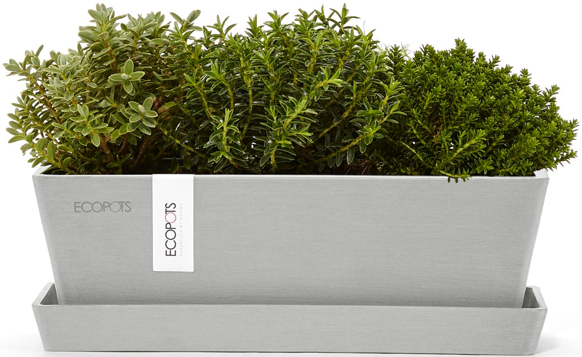 ECOPOTS Balkonkasten »Bruges Mini 25 Weißgrau«, für innen und außen: frostsicher, bruchsicher und lichtbeständig