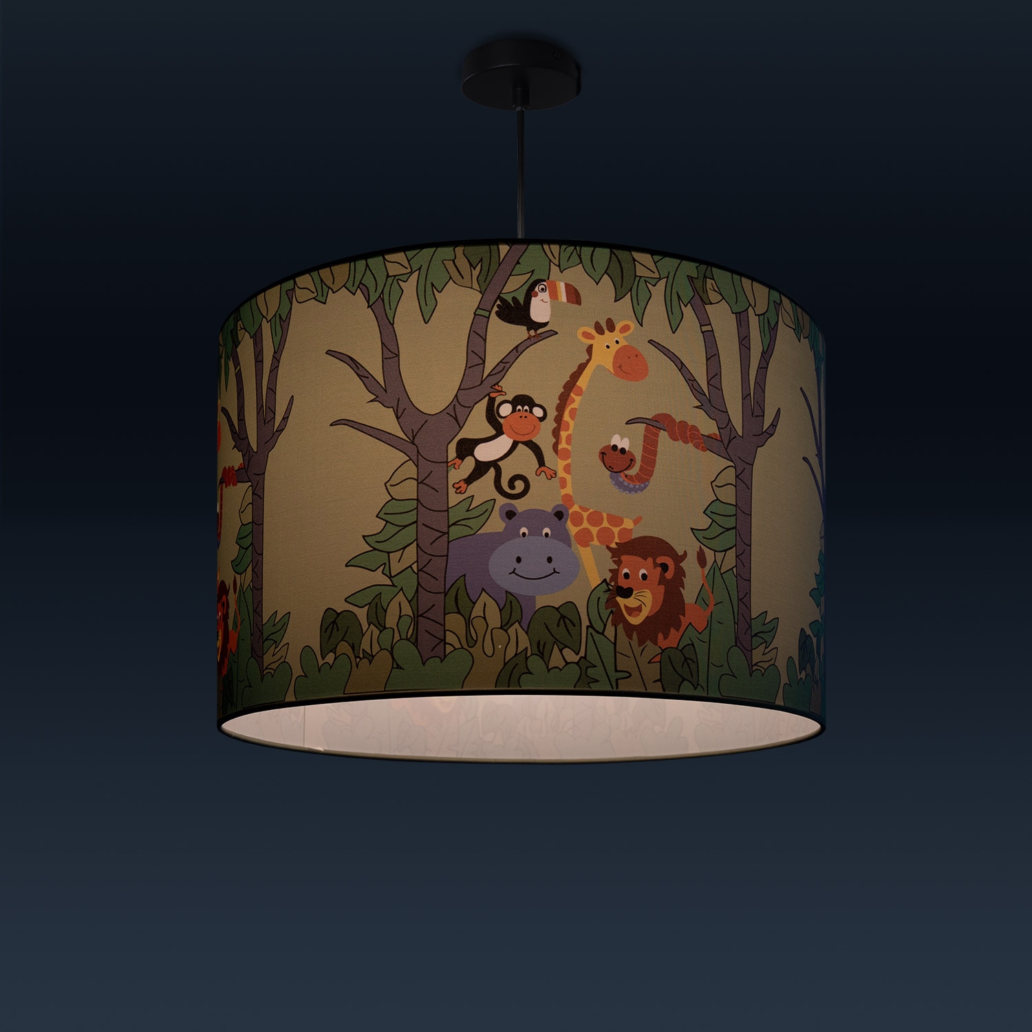 Paco Home Pendelleuchte »Diamond 638«, 1 flammig, Leuchtmittel E27 | ohne Leuchtmittel, Kinderlampe Deckenlampe LED Kinderzimmer Dschungel Tier-Motiv E27