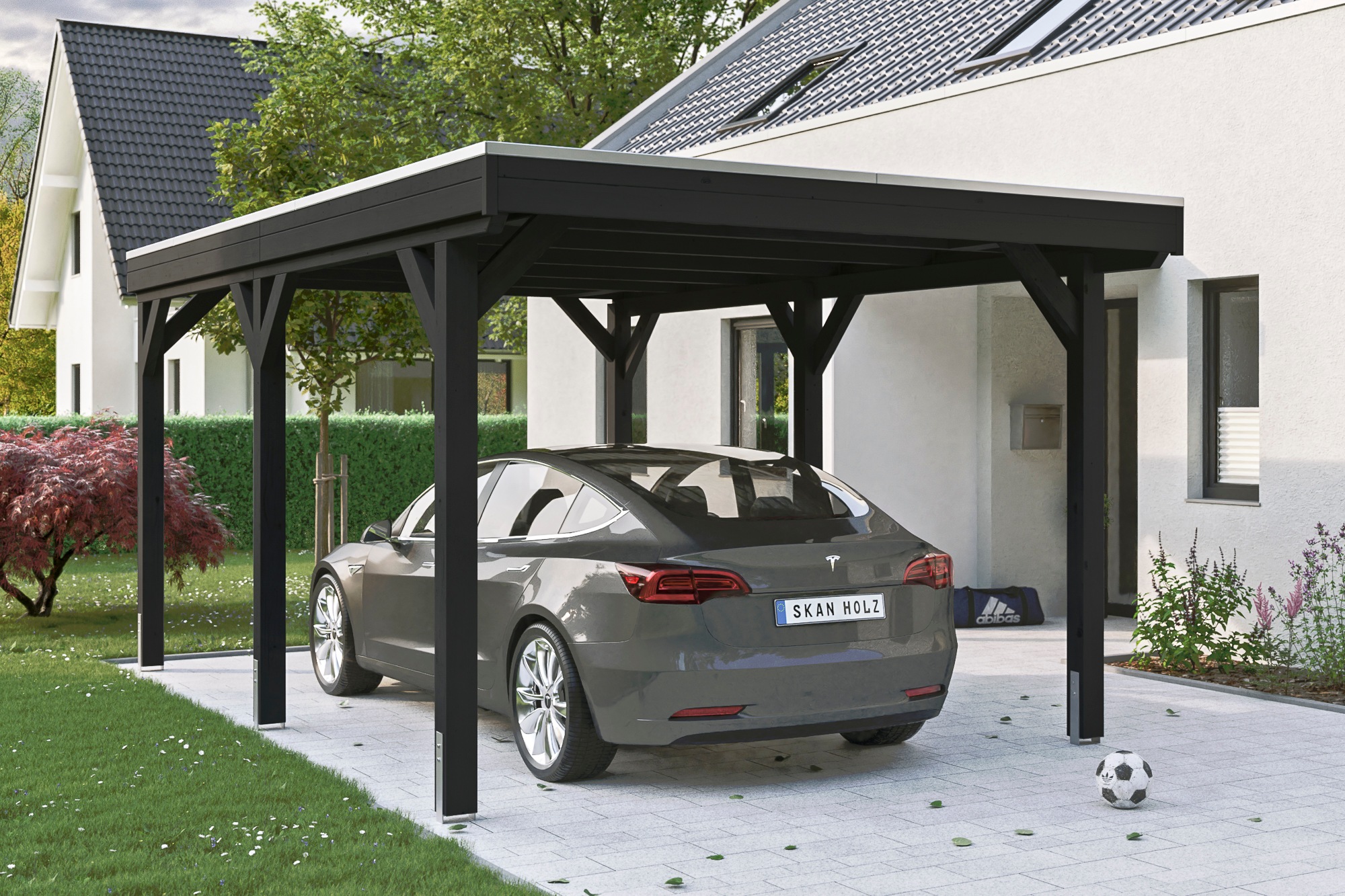 Skanholz Einzelcarport »Grunewald«, Holz, 289 cm, Anthrazit