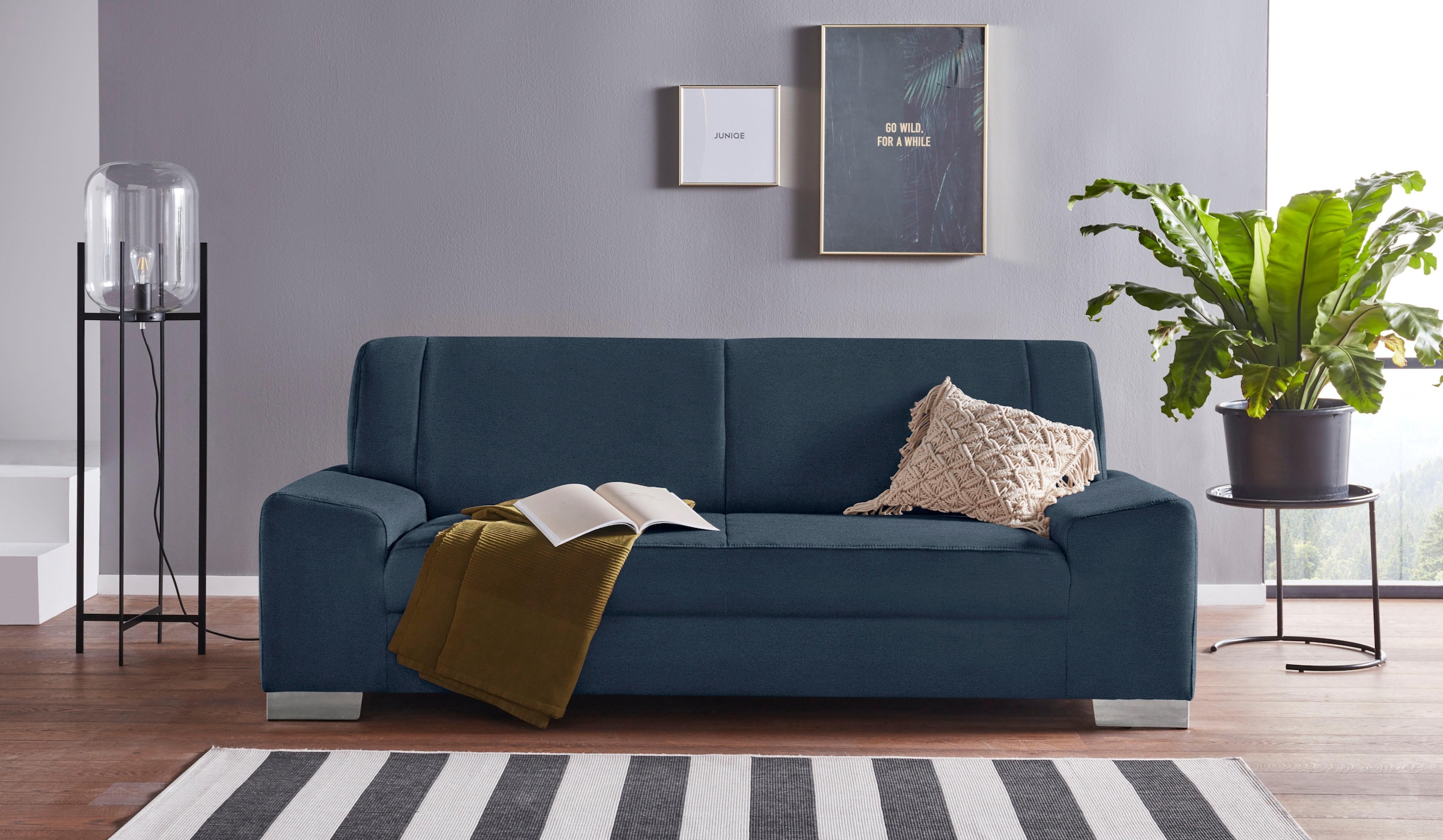 DOMO collection 2,5-Sitzer »Anzio kubisches Design, flache Armlehnen, Breite 214cm« Wahlweise mit Federkern