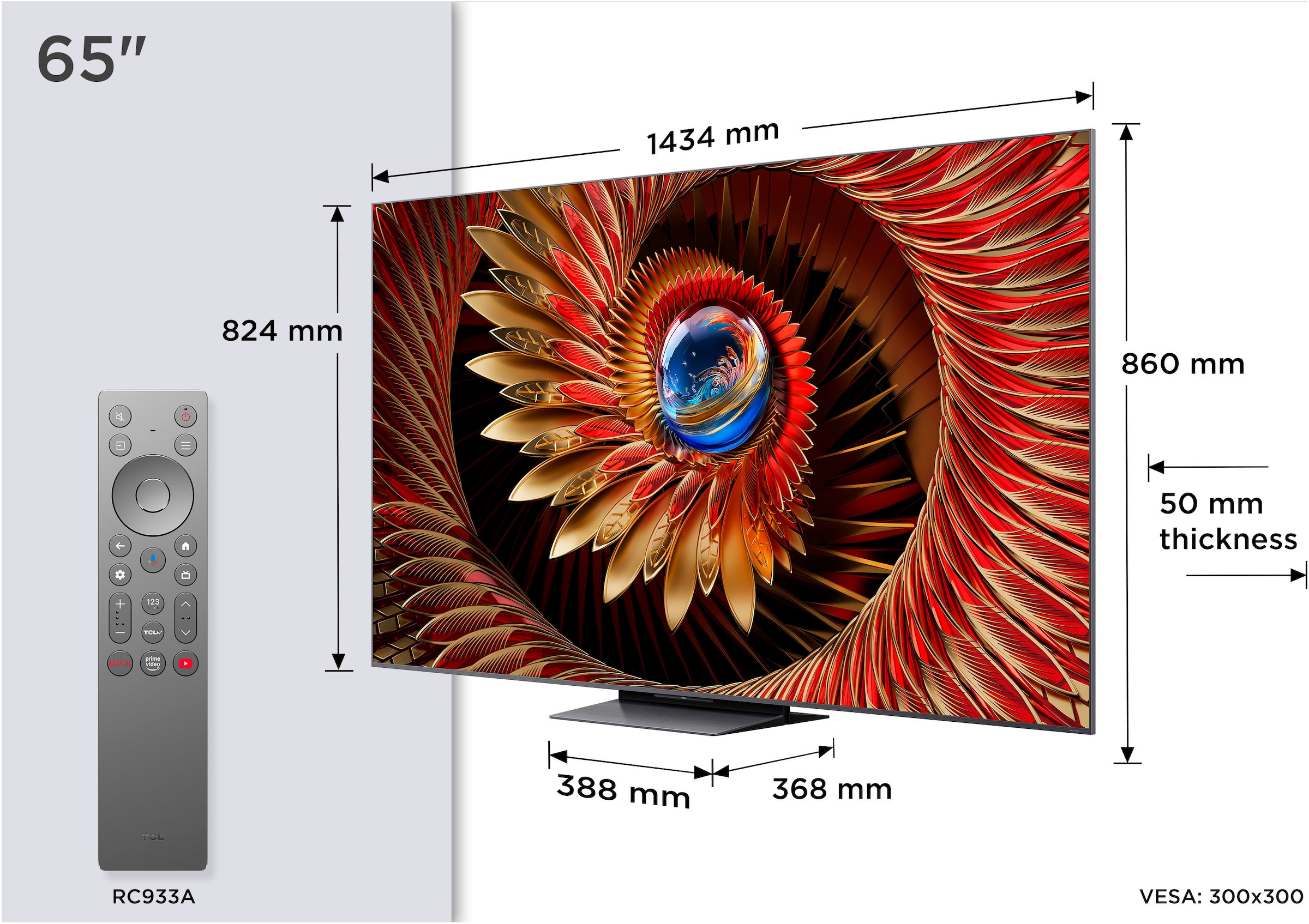 TCL QLED Mini LED-Fernseher »65Q8CX7«, 4K Ultra HD, Smart-TV-Google TV, Audio von Bang & Olufsen, Smart TV, Apple TV, 144Hz, 4K HDR, Multi-HDR