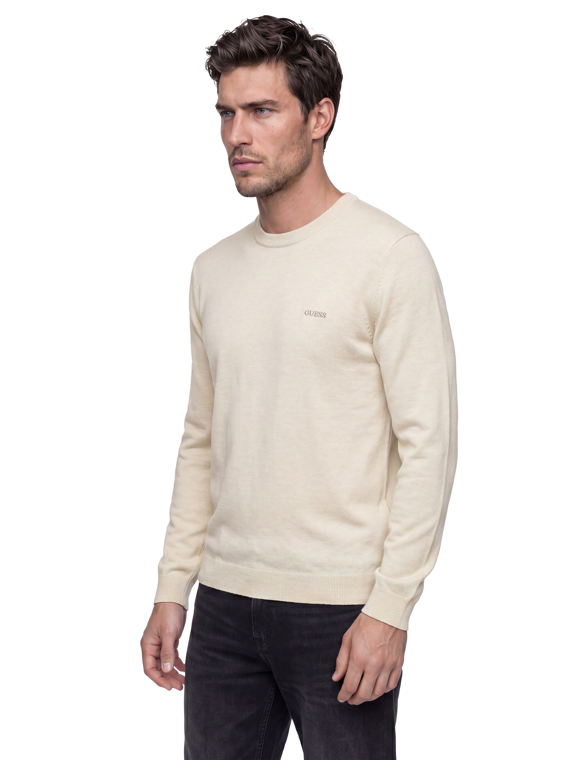 Guess Strickpullover »MARCOS« Rundhals, Feinstrick mit Woll- und Seiden-Anteil, Regular Fit