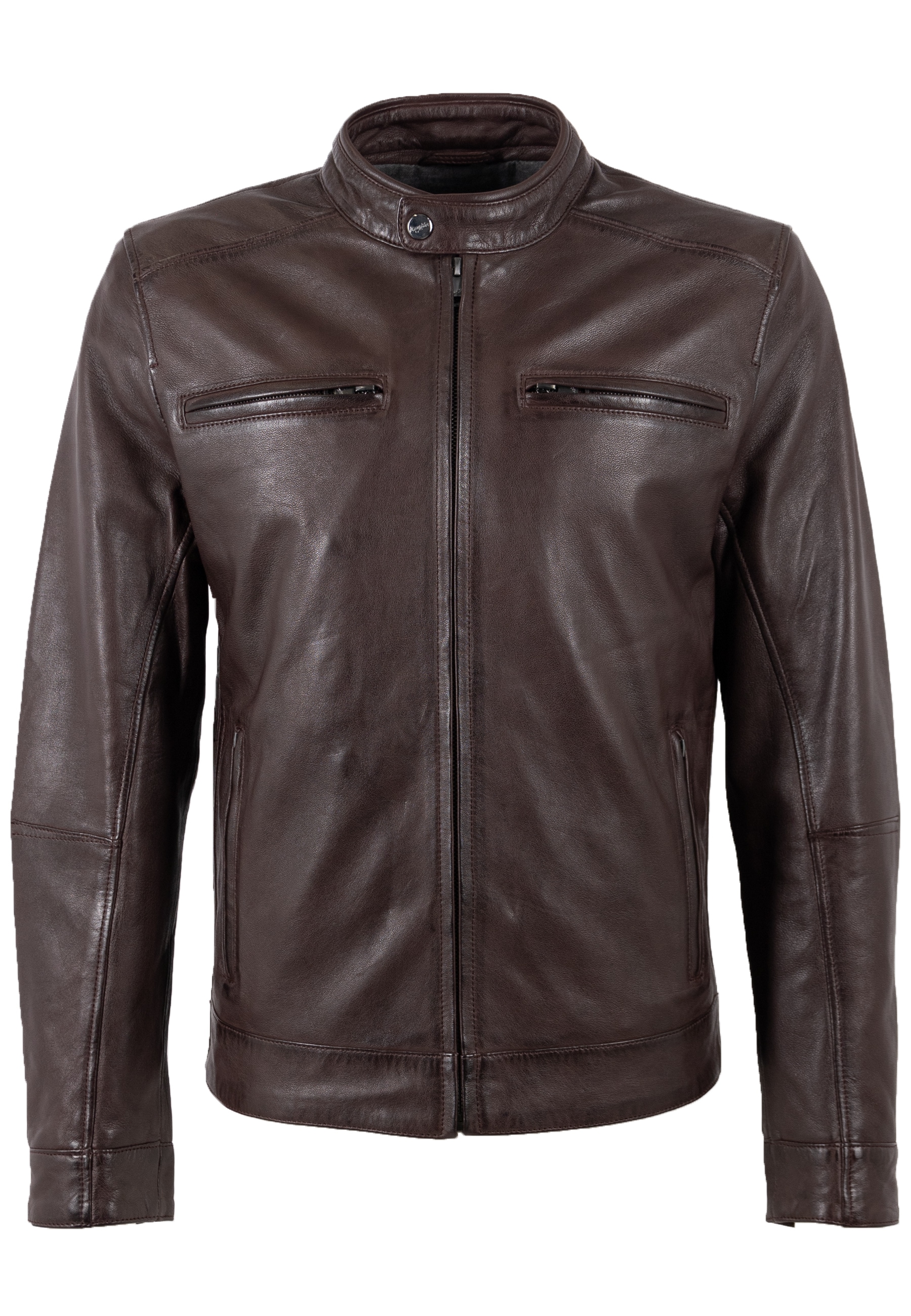 Mauritius Lederjacke »MMBlaco« im Biker-Stil mit Stehkragen und Drucker