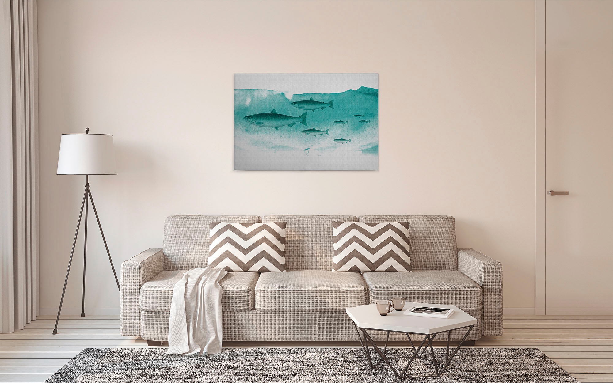 A.S. Création Leinwandbild »into the blue«, Kunst-Tiere-Kinder, (1 St.), Keilrahmen Unterwasser Welt Fische Leinwand-Bild Wohnzimmer modern