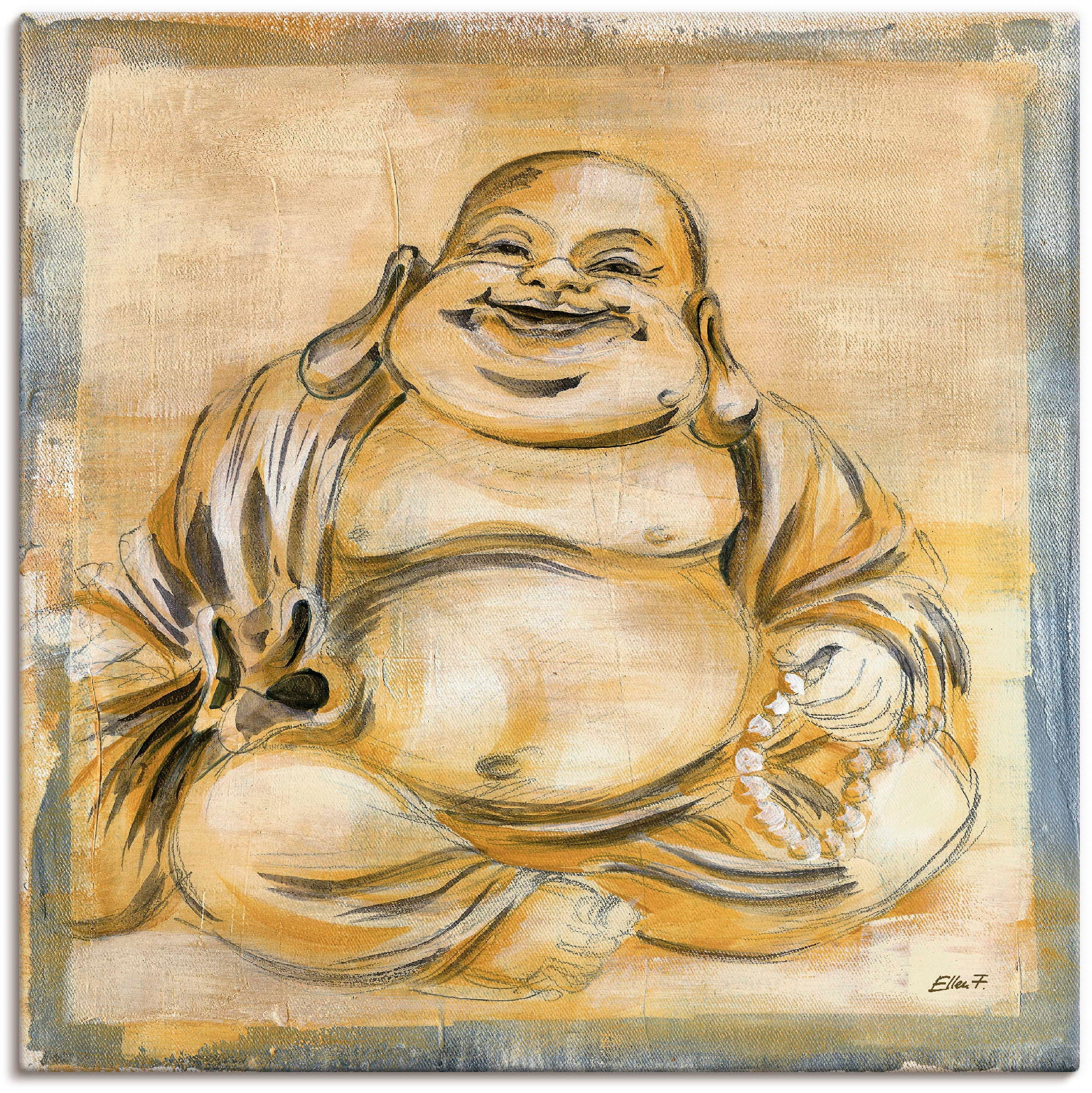 Artland Wandbild »Fröhlicher Buddha I«, Religion, (1 St.), als Leinwandbild günstig online kaufen