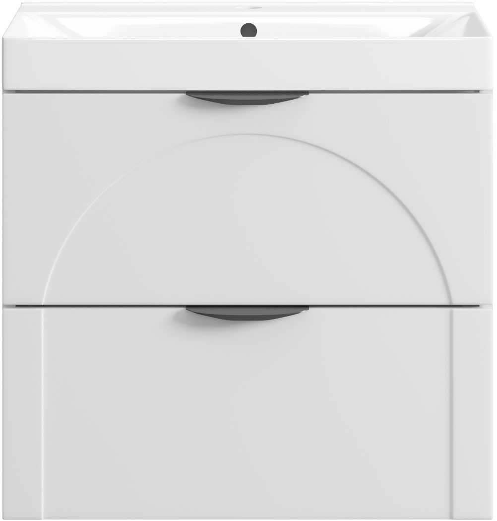 welltime Waschtisch »FLOW CIRCLE mit Waschbecken, Breite 60 oder 80cm, modernes Design« Schrank mit 2 Schubladen, Soft-Close-Function, in 2 Breiten erhältlich