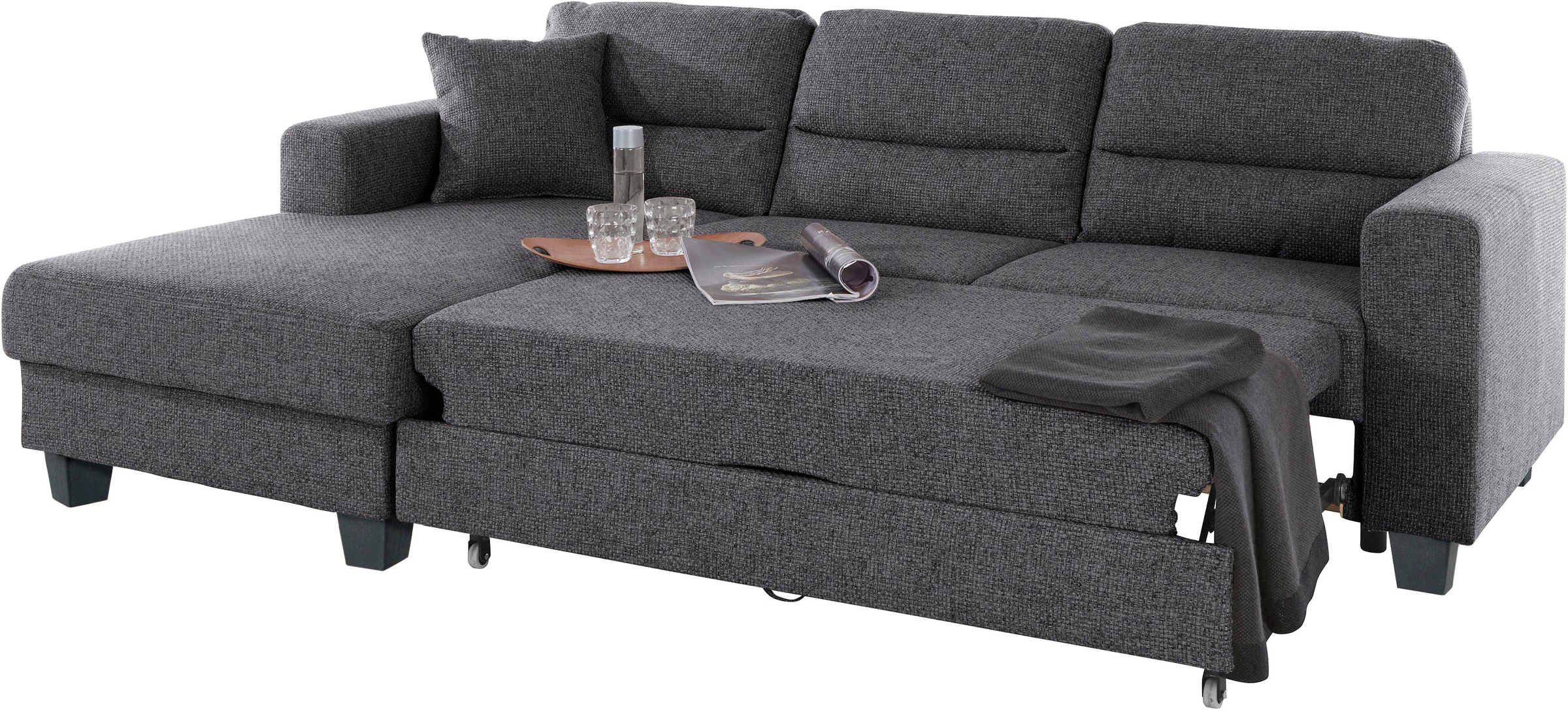 TRENDMANUFAKTUR Ecksofa »Chamber, zeitlos und modern, hoher Sitzkomfort, L-Form«, wahlweise mit Schlaffunktion