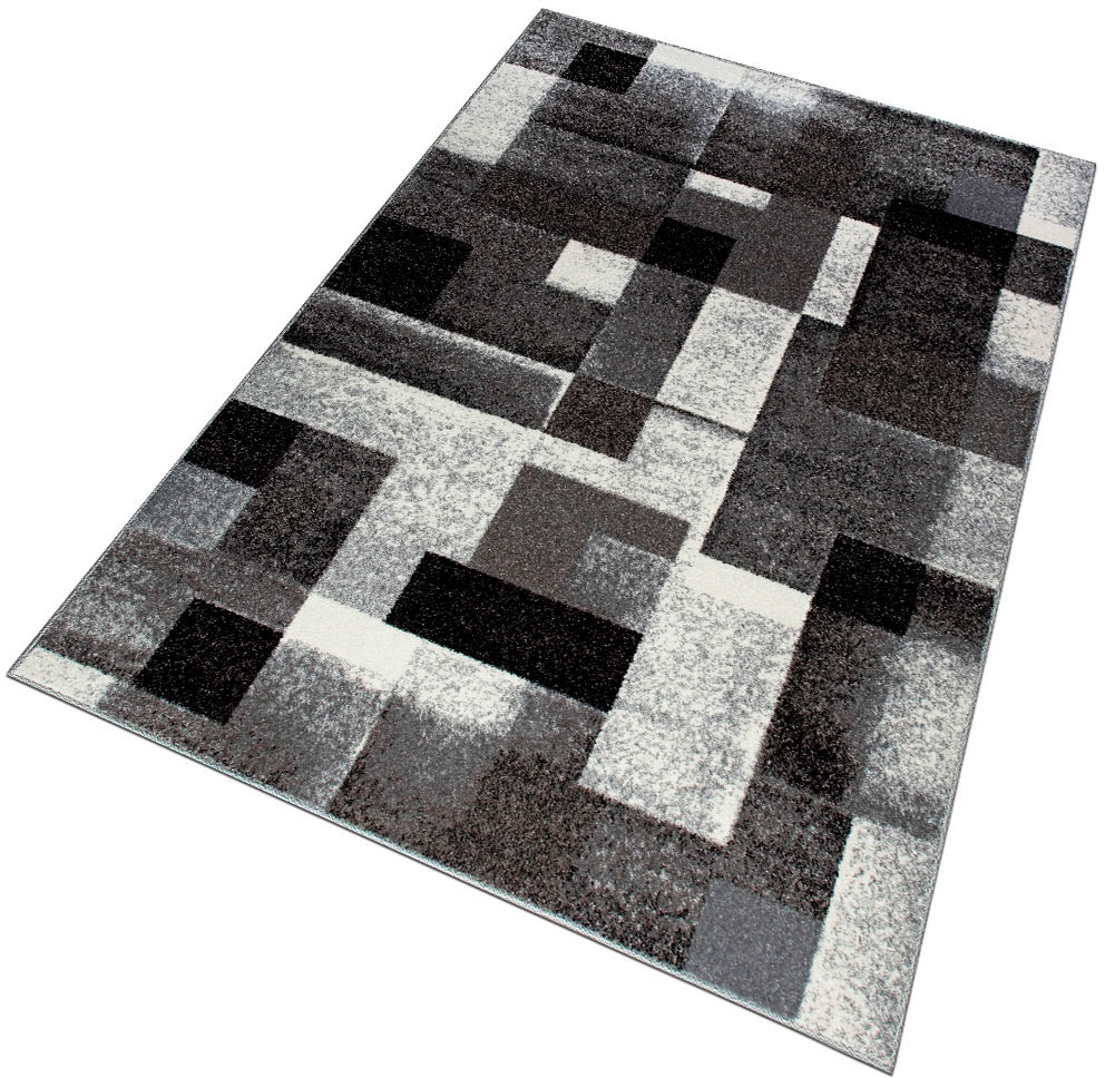 my home Teppich »Corine«, rechteckig, 9 mm Höhe, mit besonders weichem Flor, Kurzflor, modernes Karo-Design, grafisch