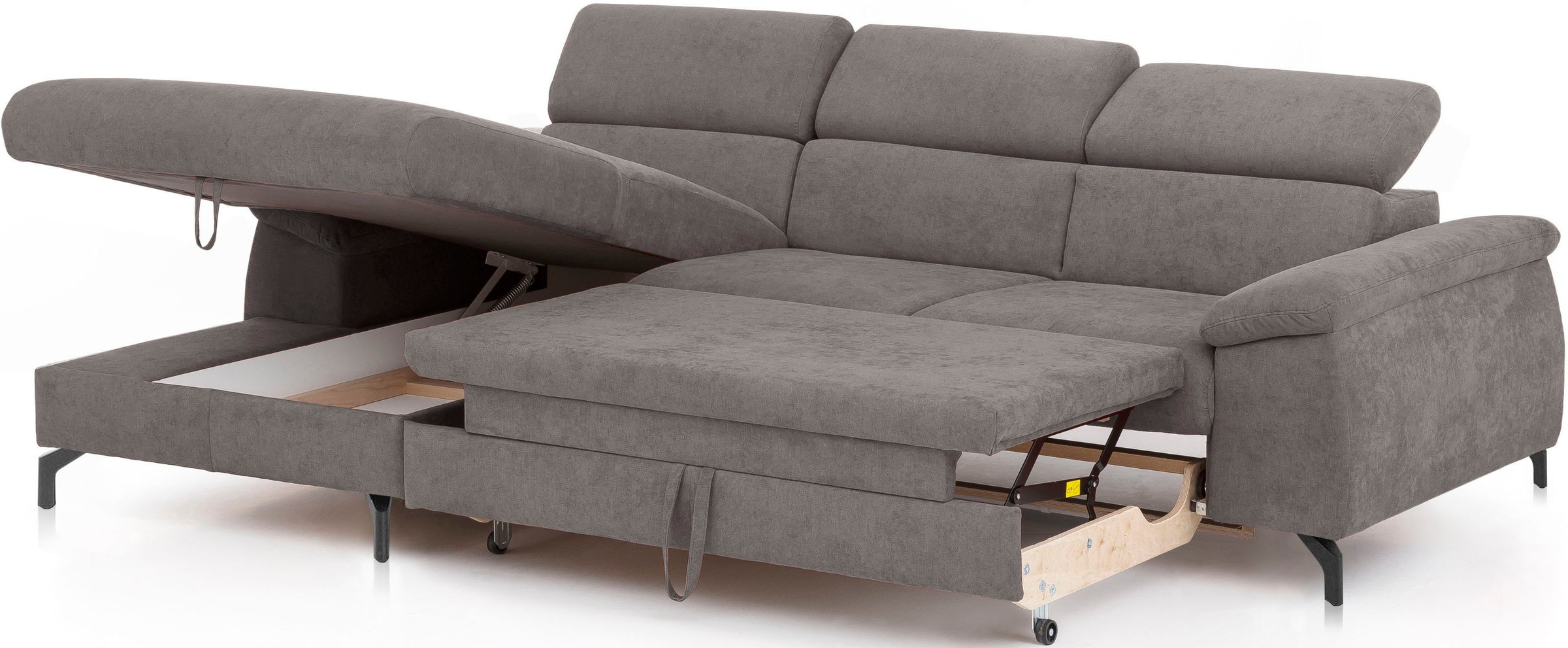 COTTA Polstergarnitur »Komaris L-Form«, (Set), Set bestehend aus: Ecksofa mit Kopfteilverstellung & Hocker