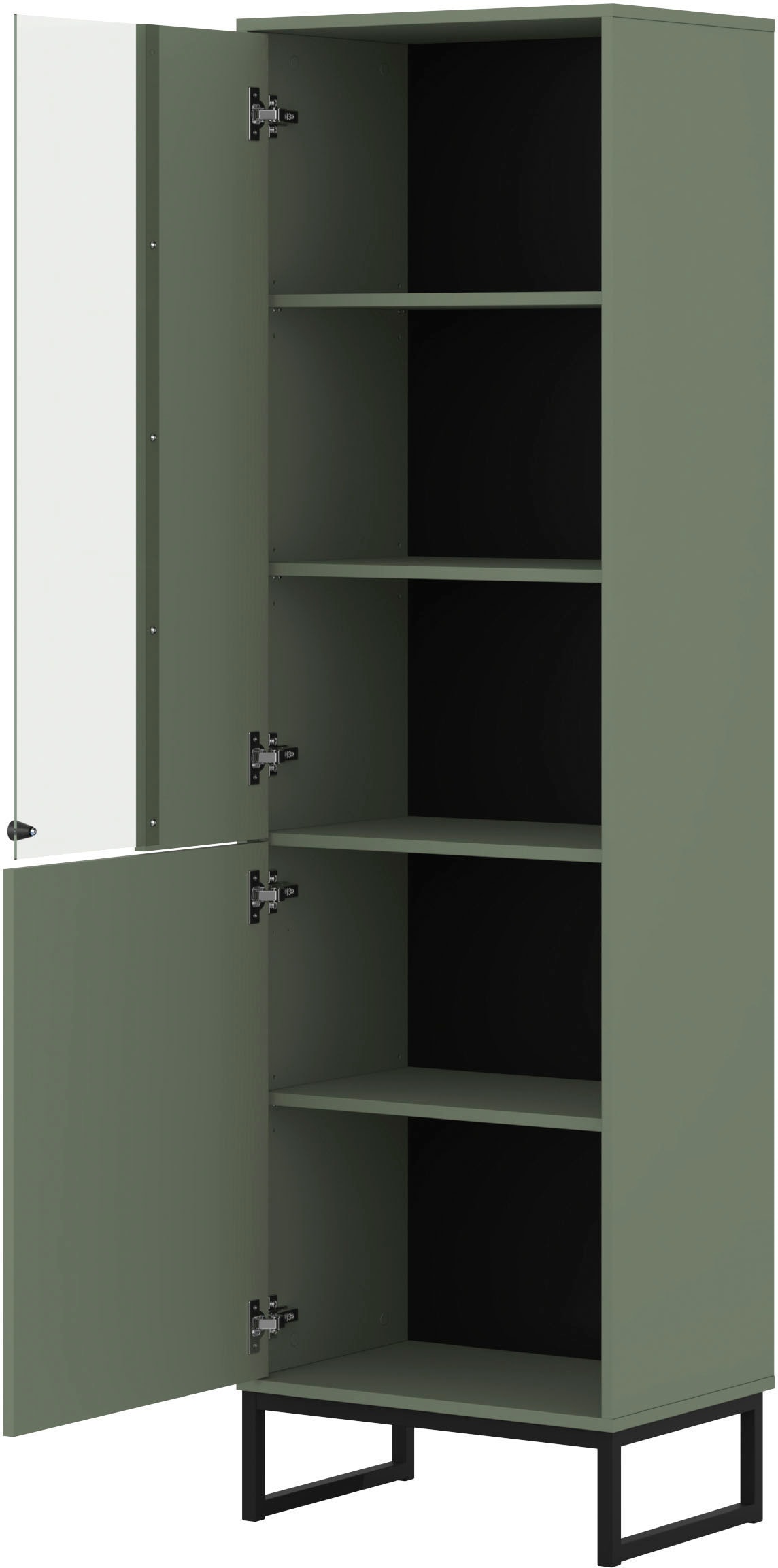 OTTO home Vitrine »Loft, Höhe 180 cm, moderne Standvitrine mit 2 Türen, Metallkufen« Hochschrank mit viel Stauraum, Glastür und verstellbaren Einlegeböden