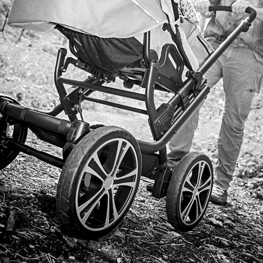 Gesslein Kombi-Kinderwagen »F10 Air+, schwarz/cognac mit Tragetasche C1 Lift, citygrau/Punkte«