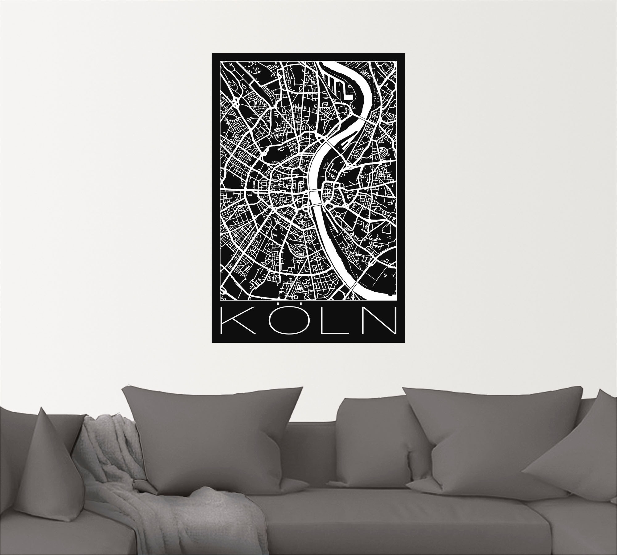 Artland Wandbild »Retro Karte Köln Deutschland Schwarz«, Deutschland, (1 St günstig online kaufen
