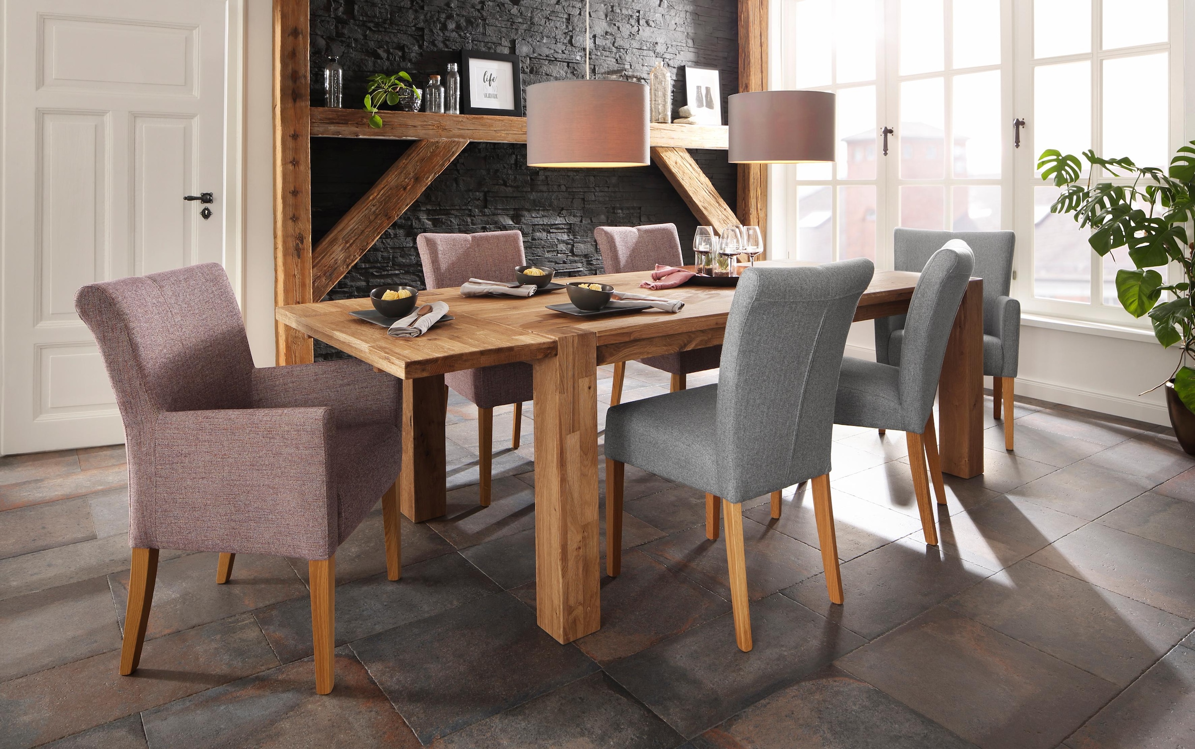 Home affaire Esszimmerstuhl »Queen Polsterstuhl BESTSELLER«, (Set), 2 St., Webstoff, verschiedene Bezüge, Gestell Massivholz