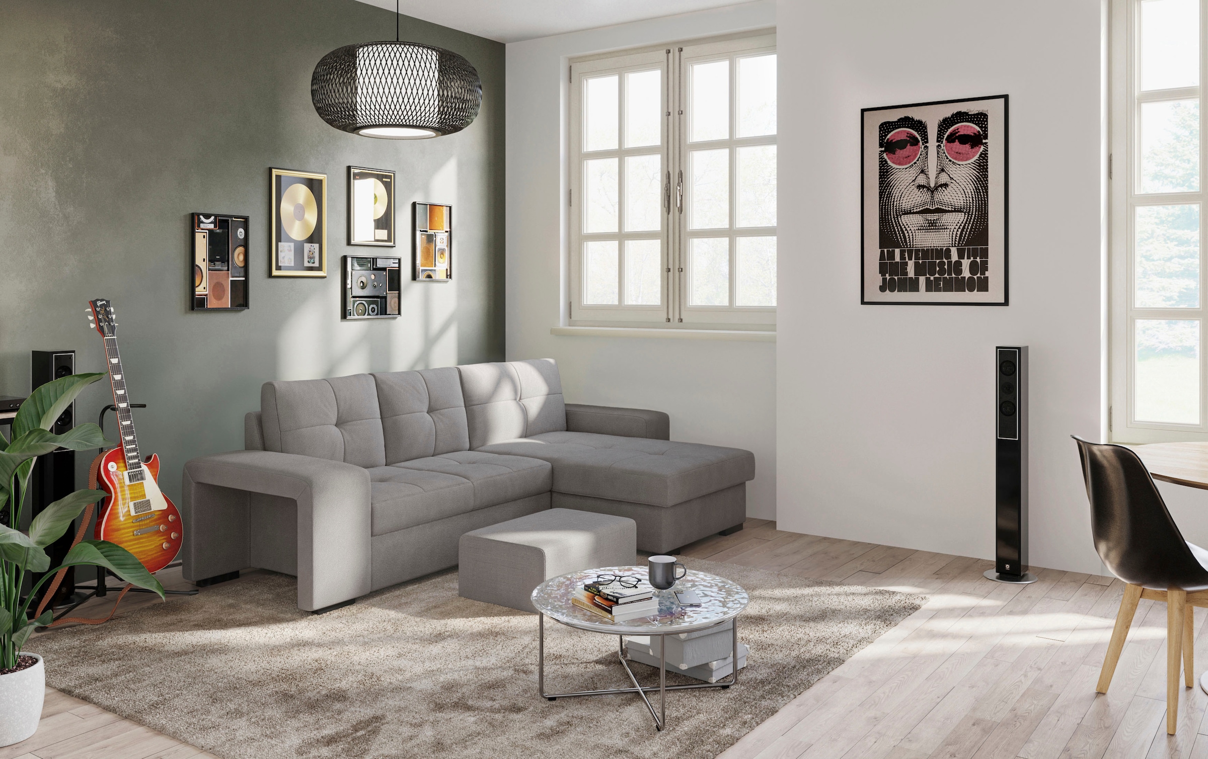 COTTA Ecksofa »Mattina L-Form«, mit Hocker, wahlweise mit Bettfunktion & Bettkasten