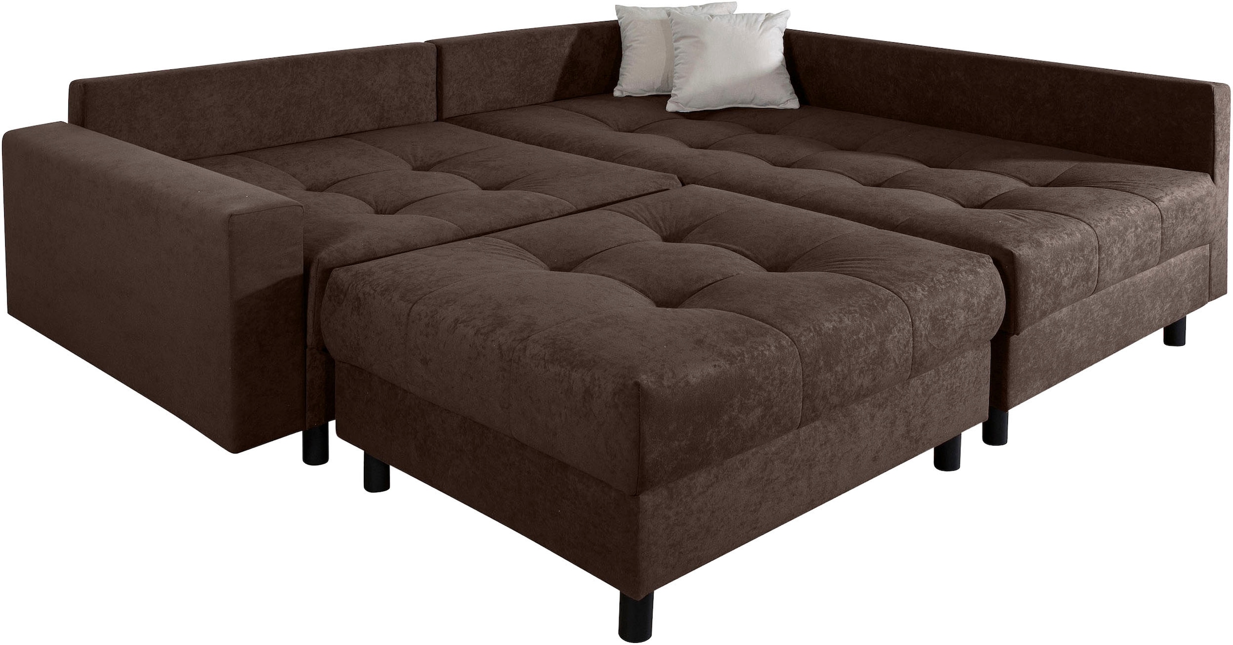 COLLECTION AB Ecksofa »Toni L-Form, B: 215 cm« mit Hocker & 2 Zierkissen, Federkern