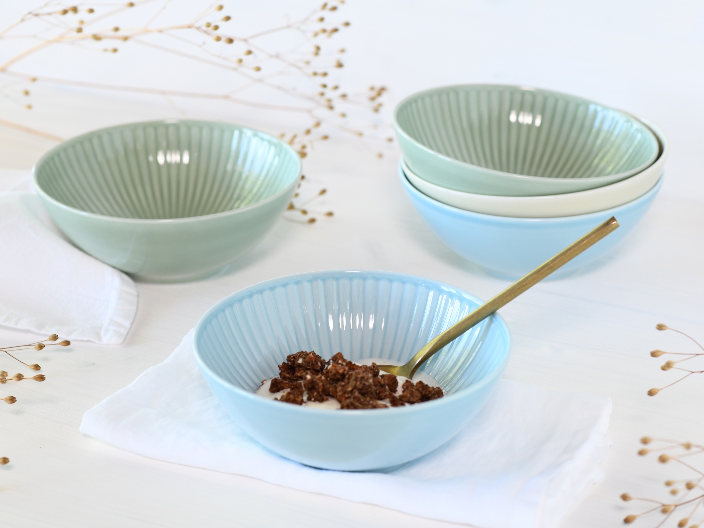 CreaTable Müslischale »Valencia, Mehrzweckschale 6-tlg«, 6 tlg., aus Porzellan, Elegant, Boho Chic